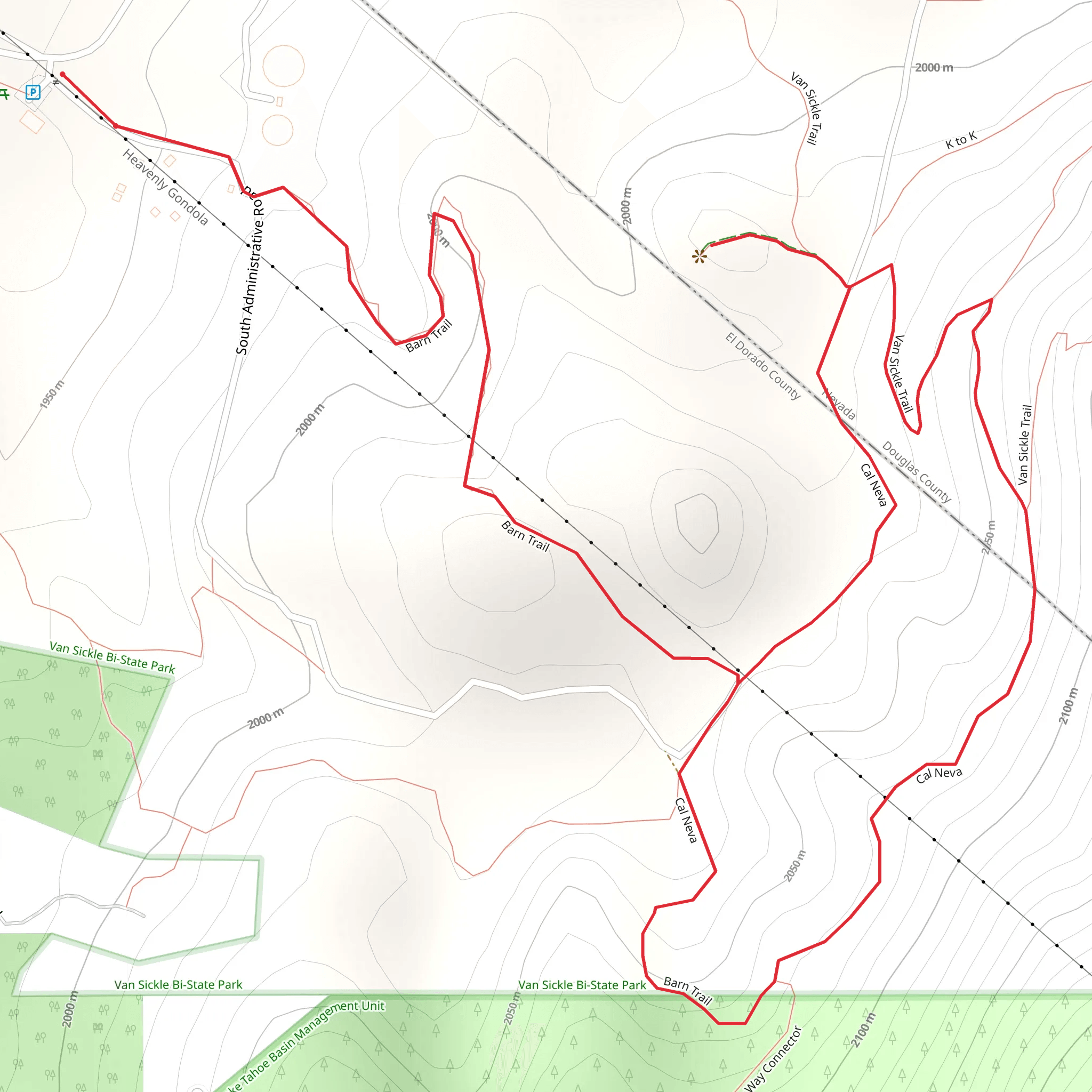 Barn Trail and Cal Neva Loop mobile static map