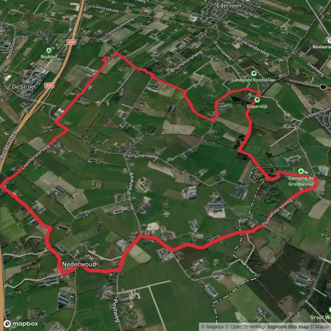 An image depicting the trail Nederwoudsepad Loop and its surrounding area.