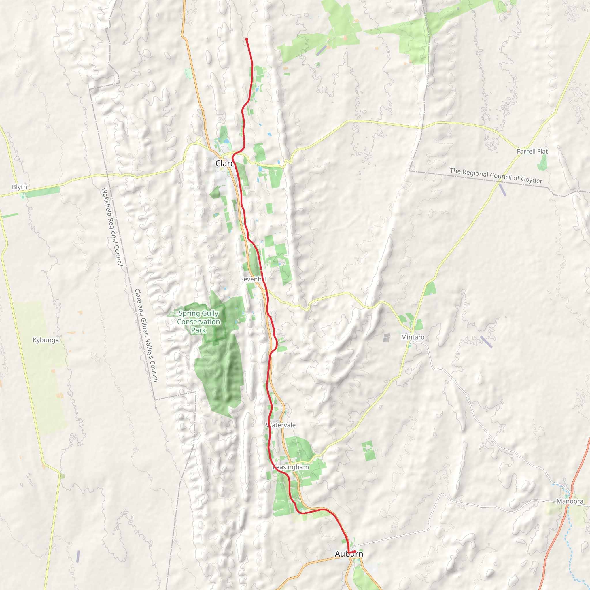 Riesling Trail - Auburn to Clare mobile static map