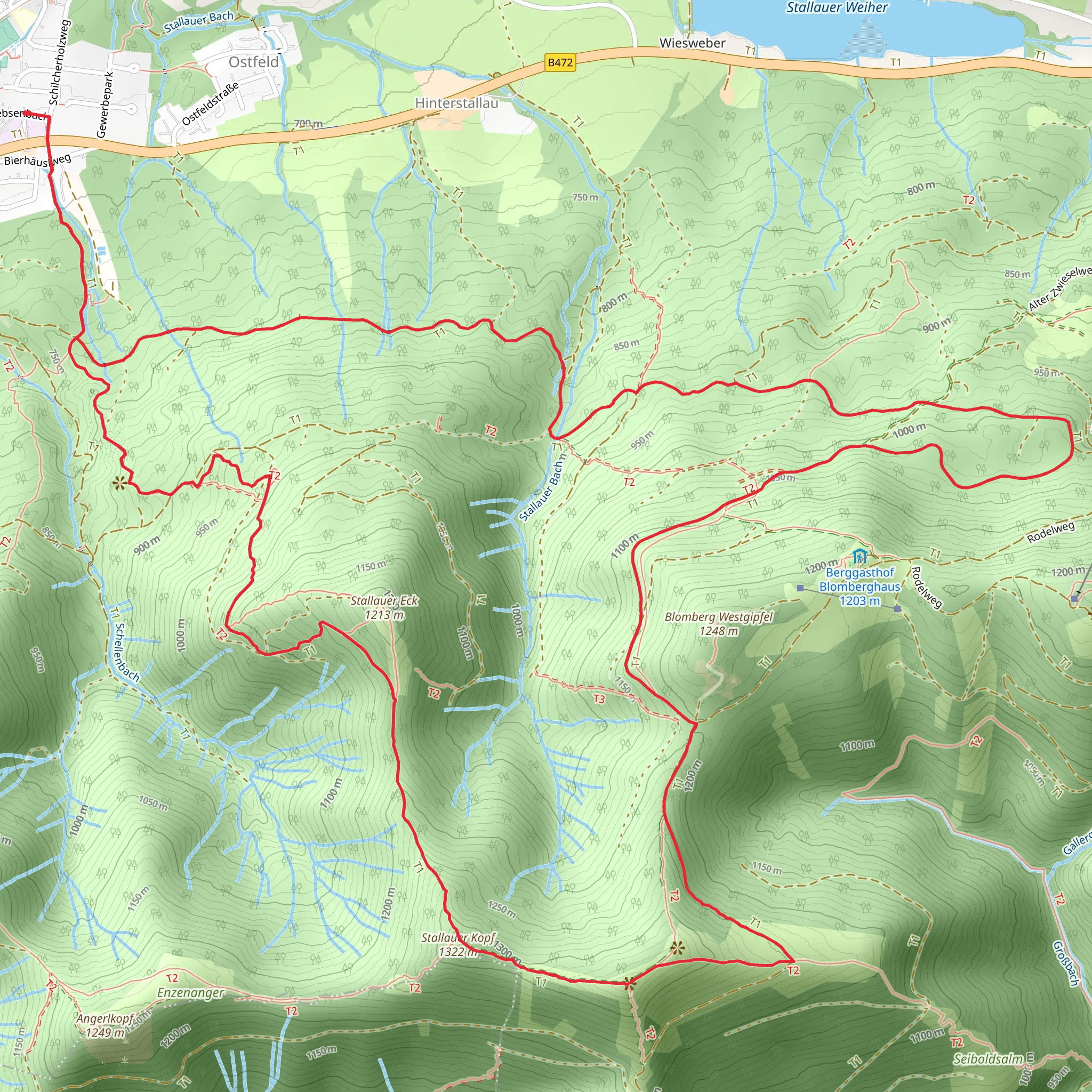 Zwiesel and Stallauer Kopf Loop via Kleine Bergrunde mobile static map