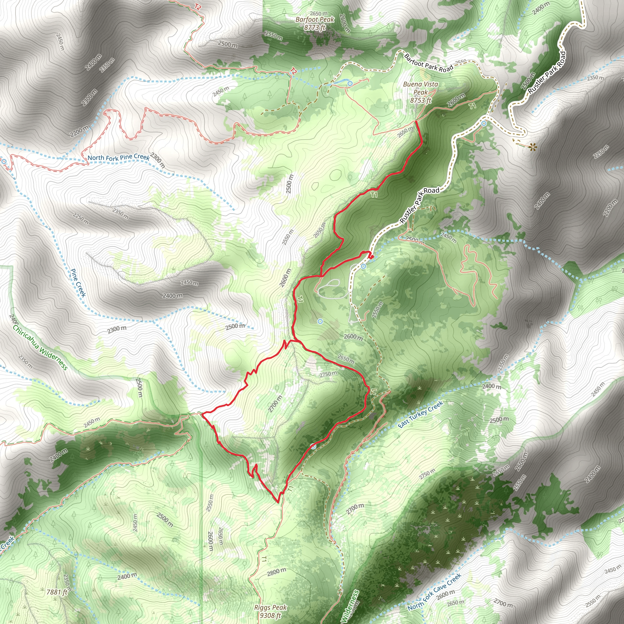 Bootlegger and Barfoot Lookout Saddle mobile static map
