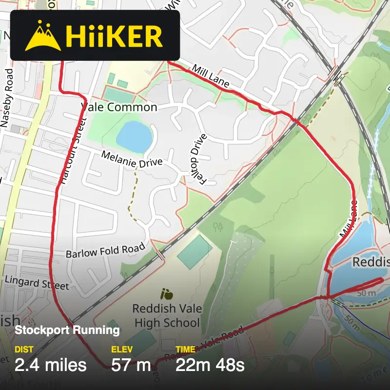 A map preview of the recording Stockport Running.