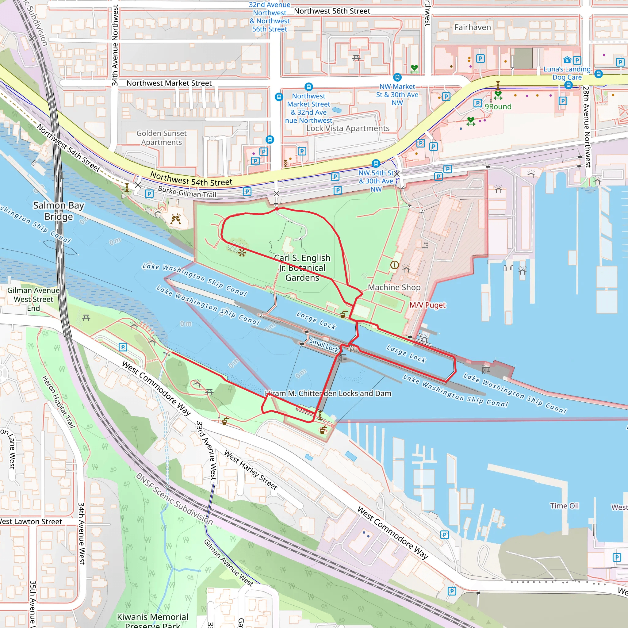 Carl S English Jr Botanical Gardens Loop mobile static map