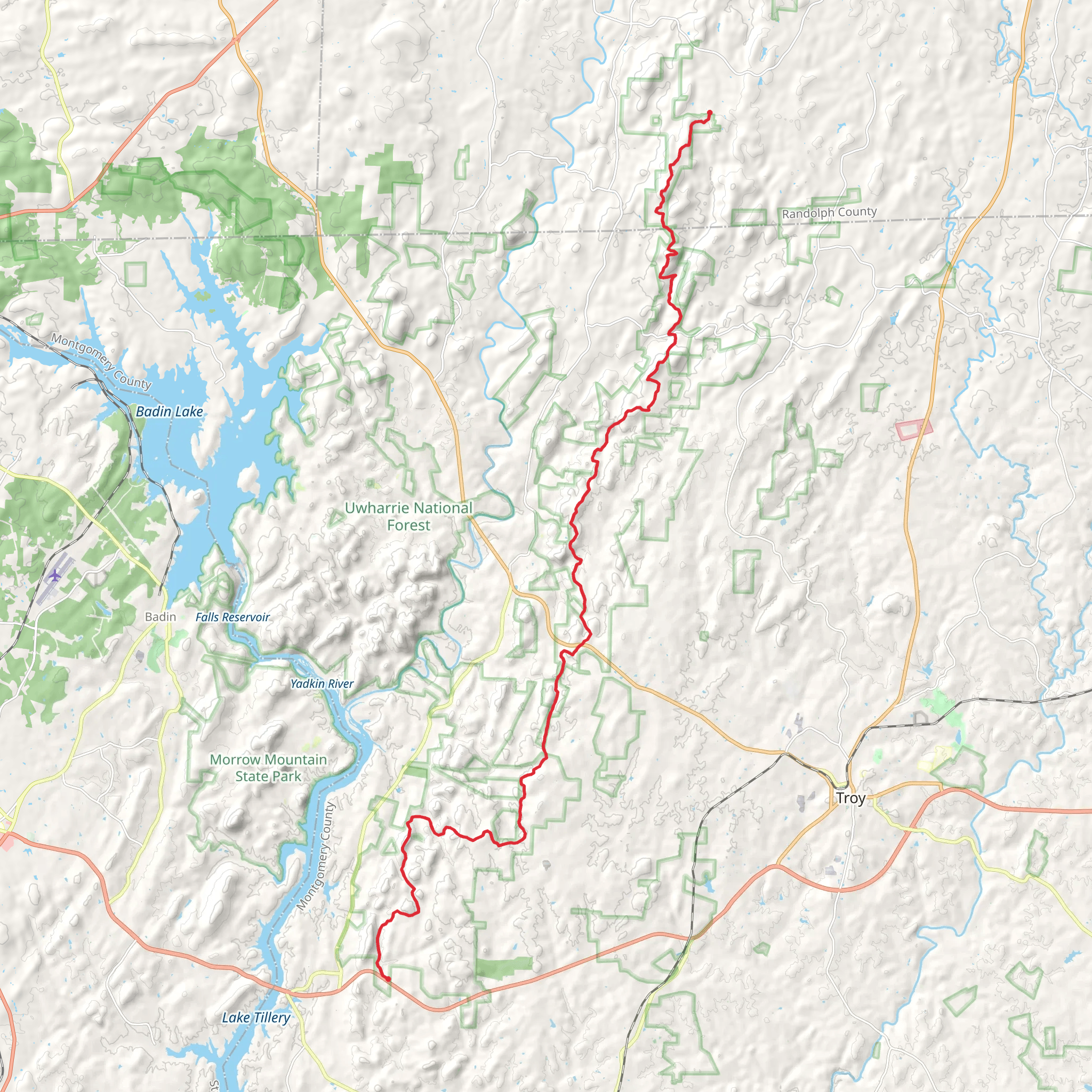 Uwharrie National Recreation Trail mobile static map