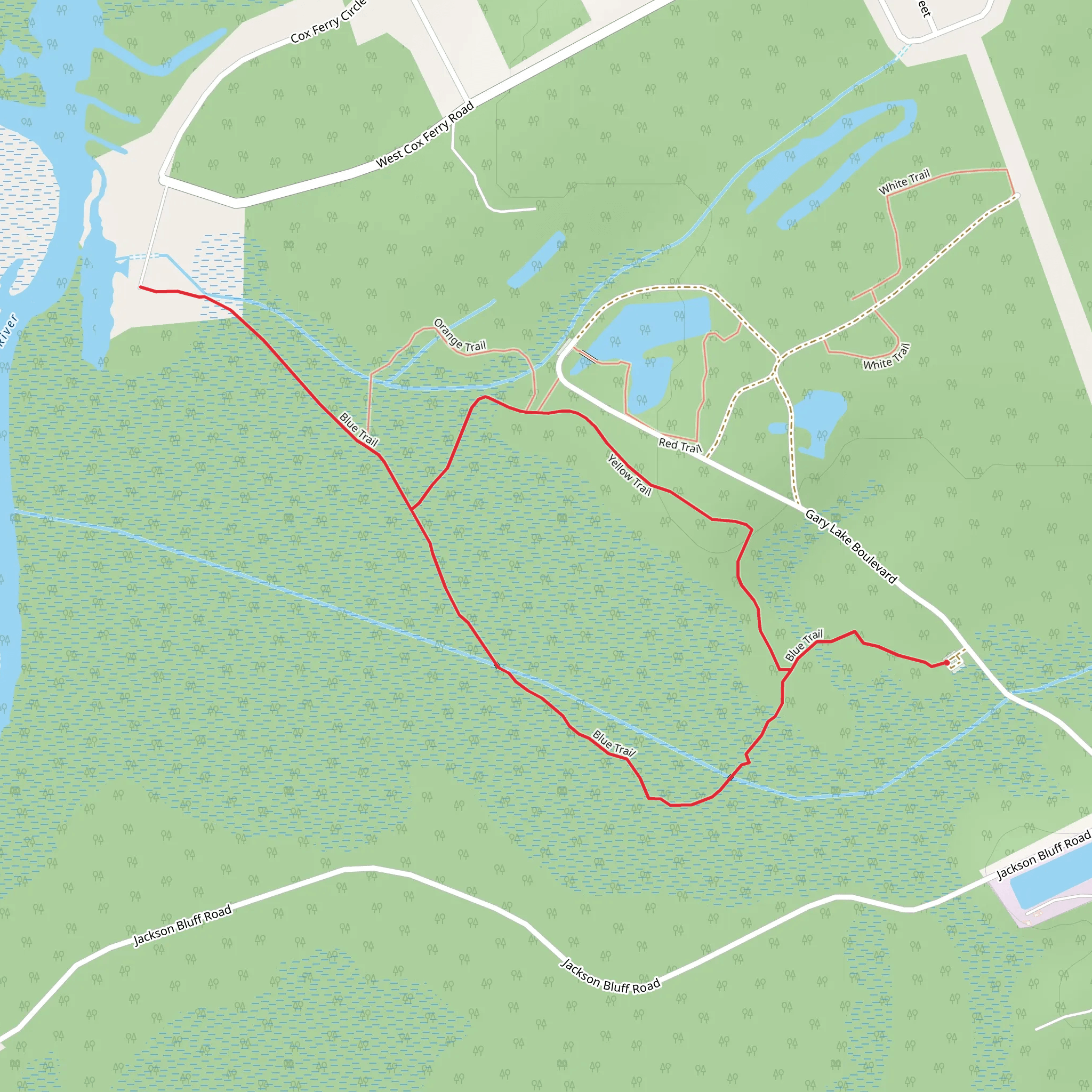 Waccamaw River via Blue and Yellow Loop Trail mobile static map