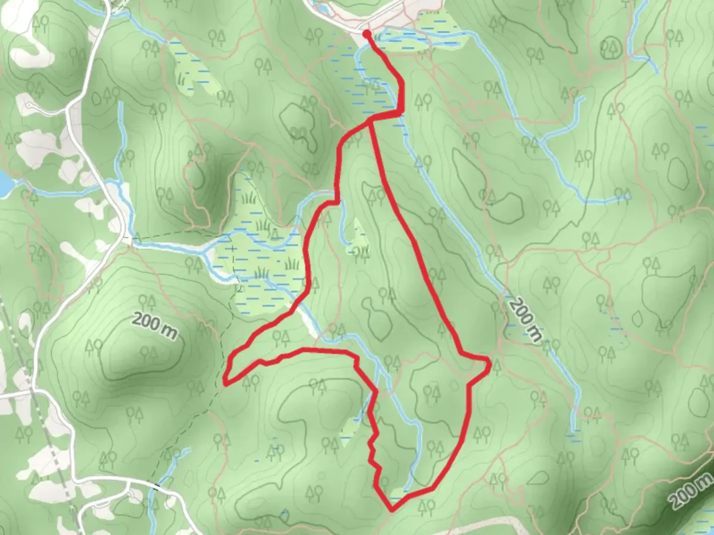 An image depicting the trail Red Trail Loop and its surrounding area.