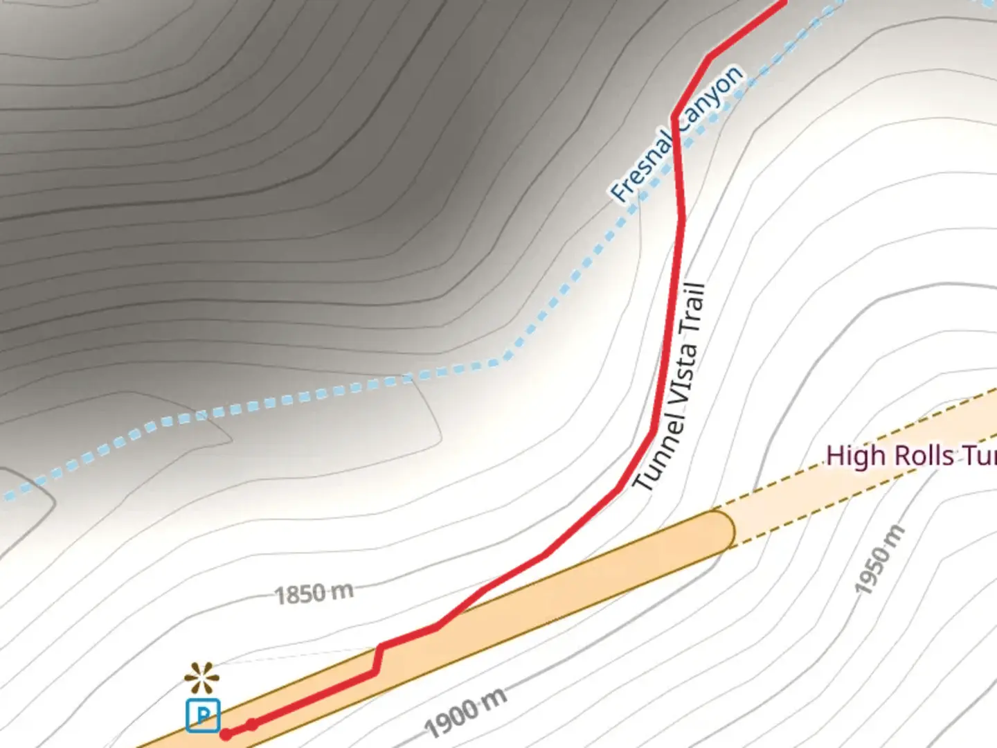 An image depicting the trail Tunnel Vista Trail and its surrounding area.