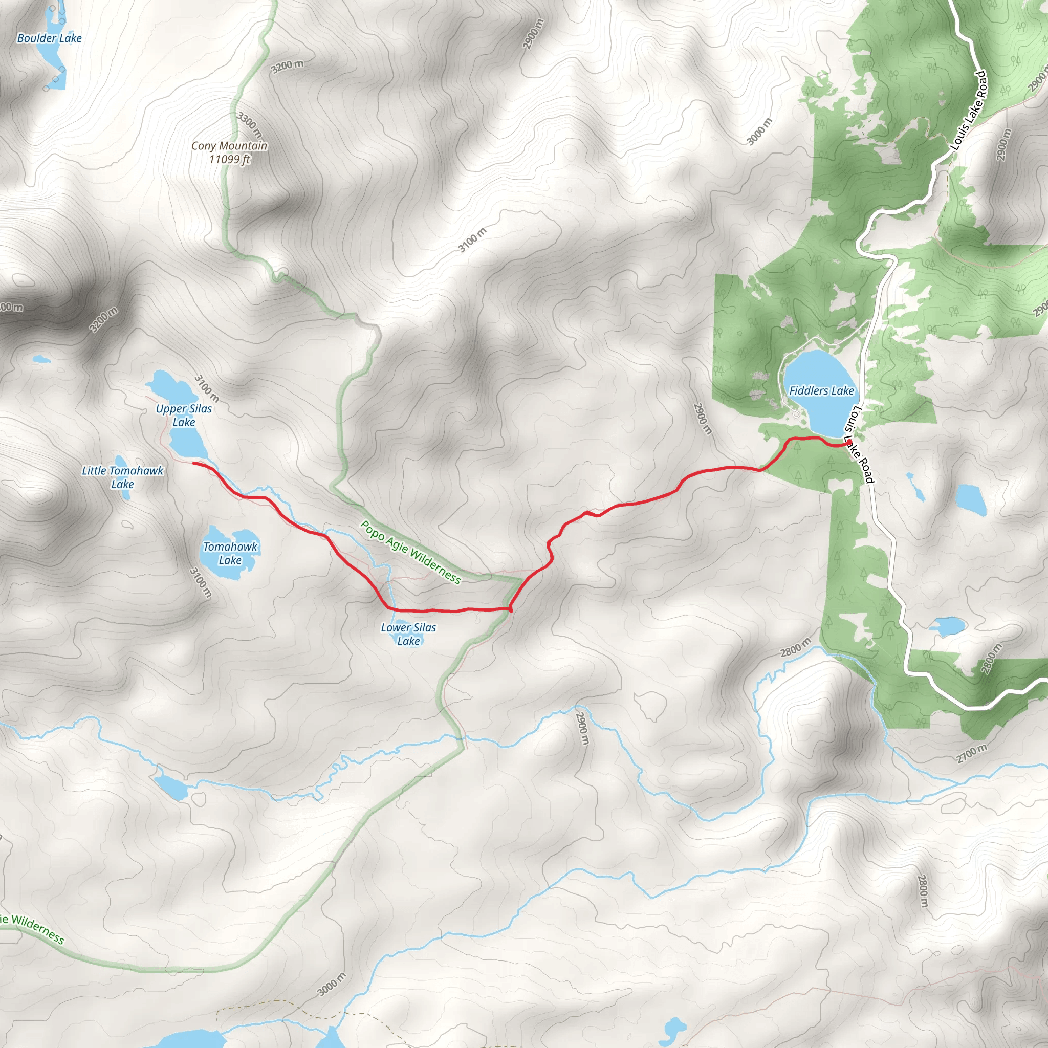 Upper Silas Lake Trail mobile static map
