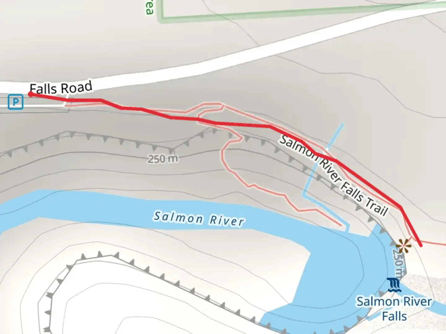 An image depicting the trail Salmon River Falls Trail and its surrounding area.