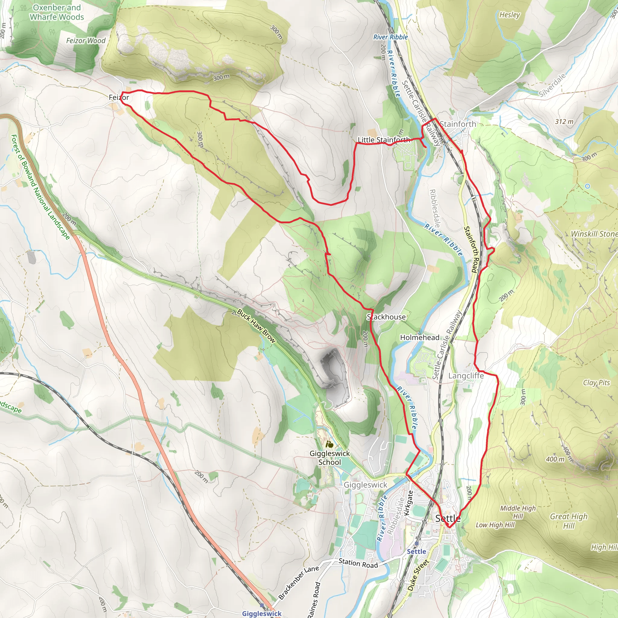 Settle, Feizor and Stainforth Loop via Stainforth Force mobile static map