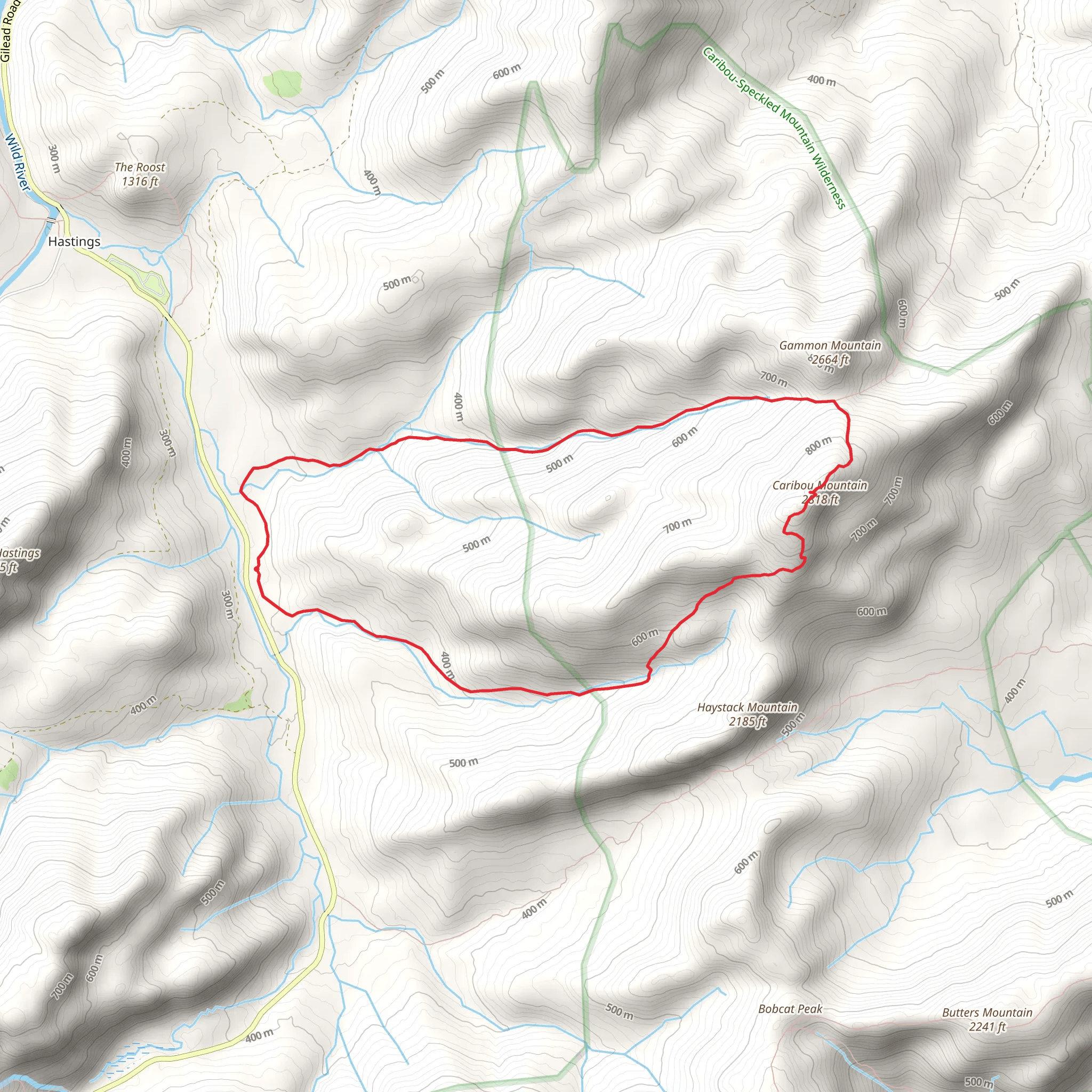Caribou Trail via Mud Brook Trail mobile static map