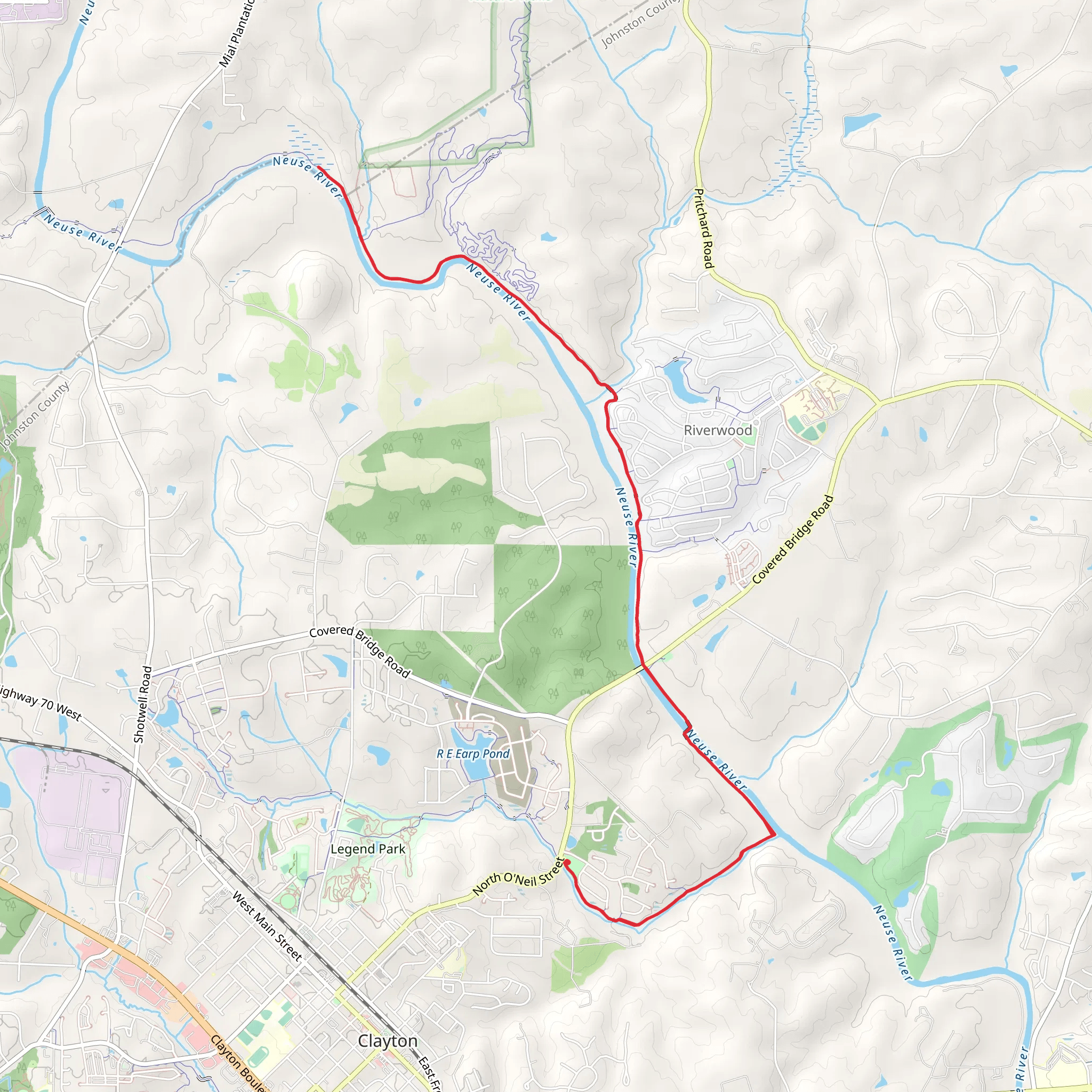 Neuse River Trail mobile static map