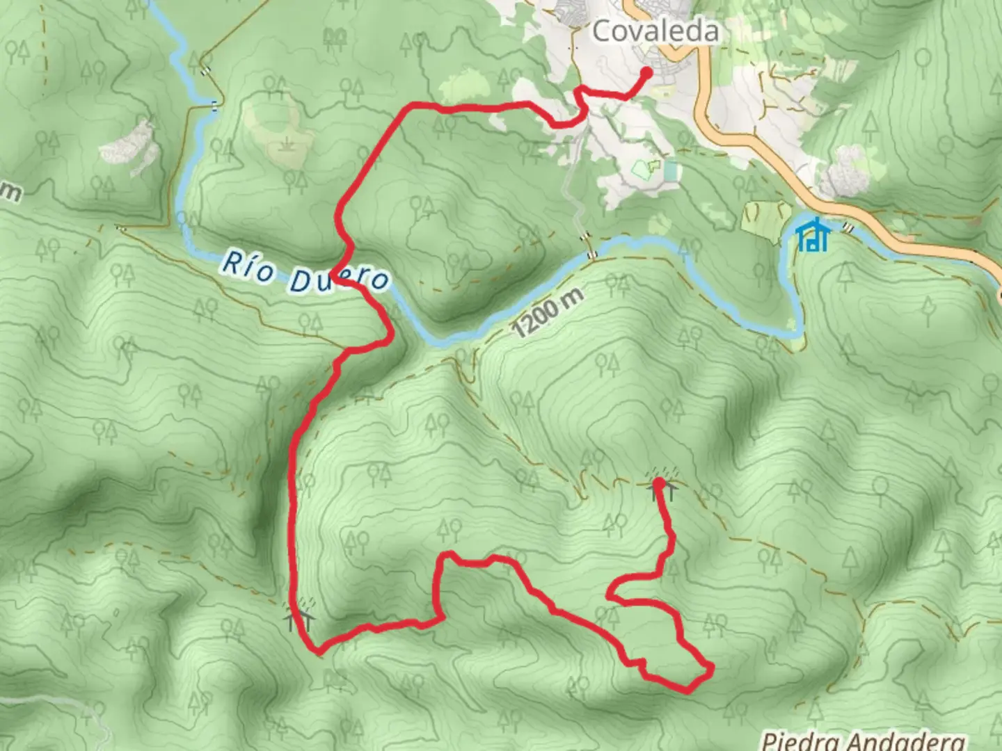 An image depicting the trail Route through the Sierra de la Umbría PR SO 77 and its surrounding area.