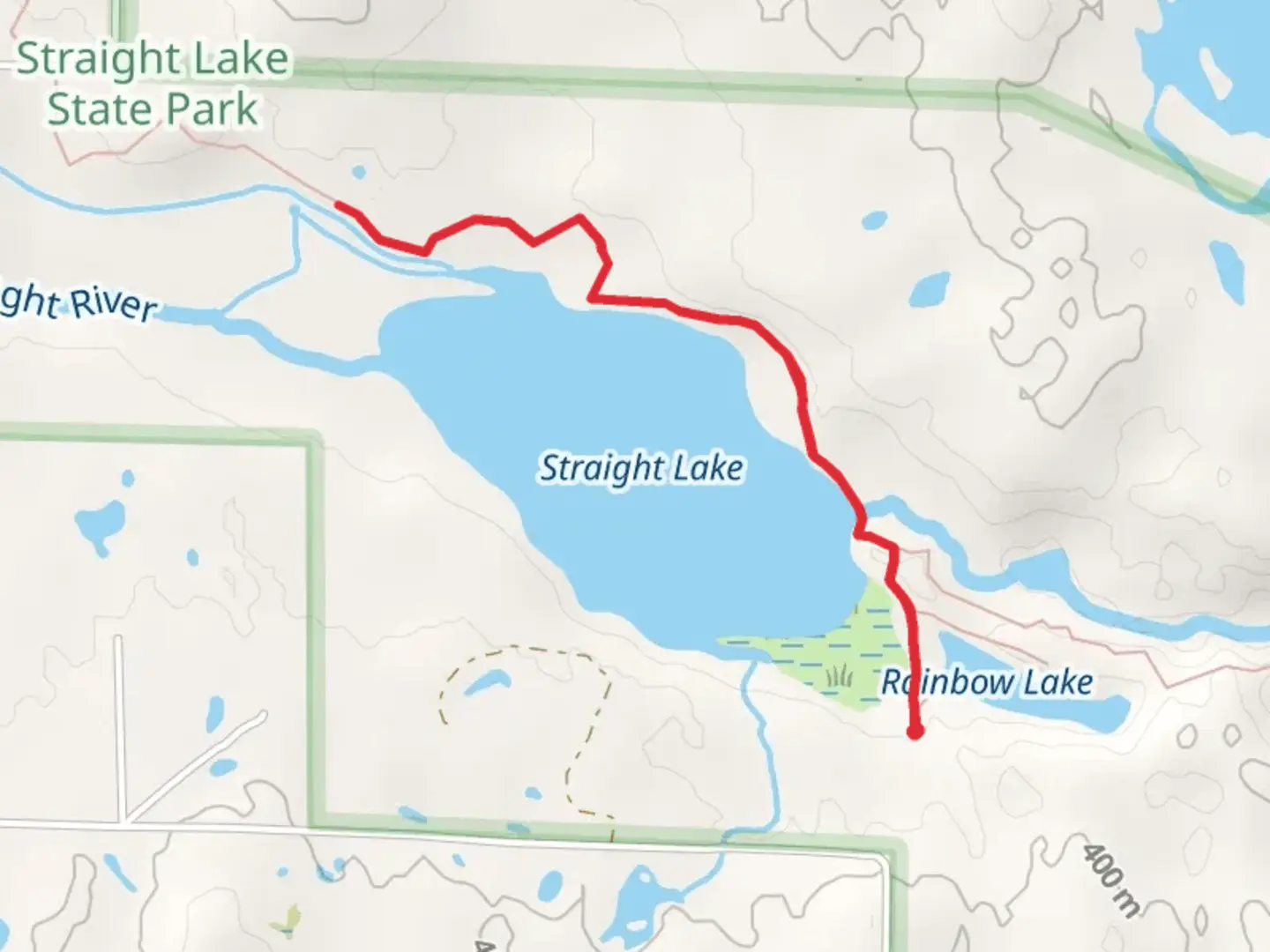 An image depicting the trail Straight Lake and Straight River via IAN and its surrounding area.