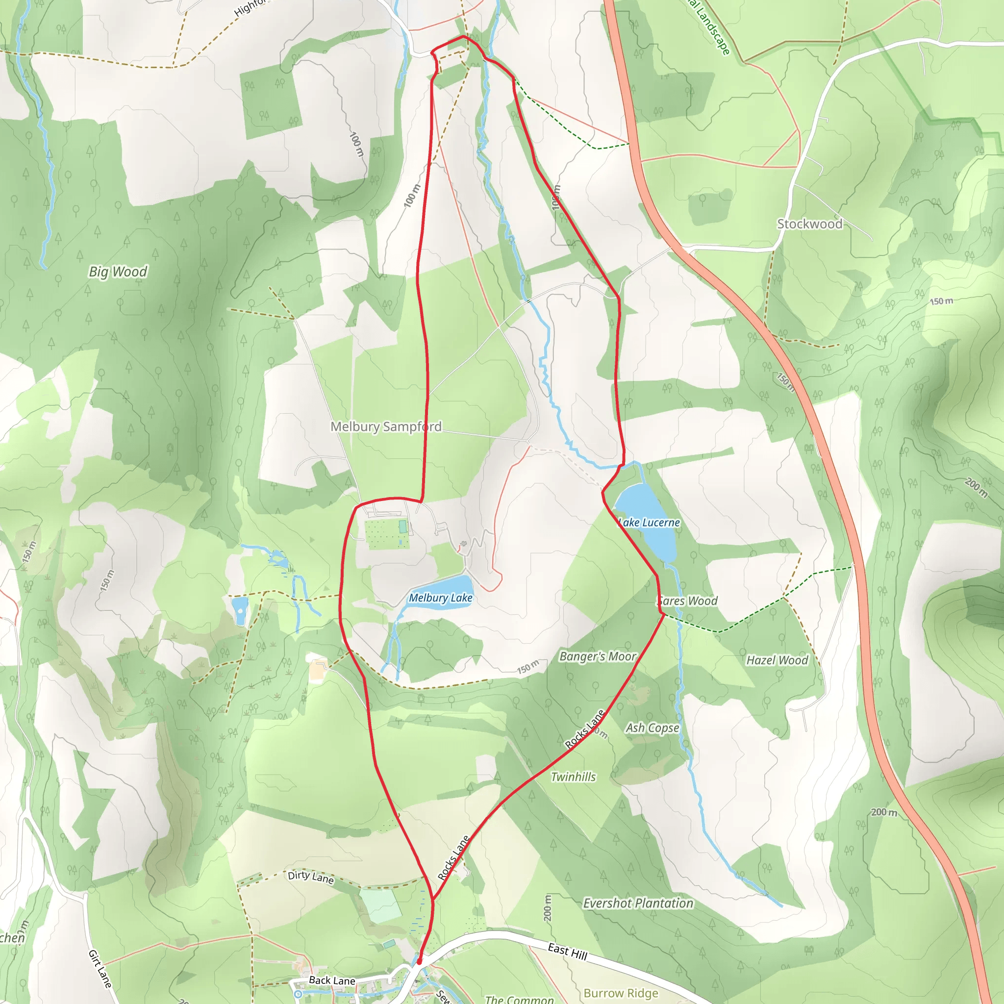 Banger's Moor and Town's End via Hardy Way mobile static map