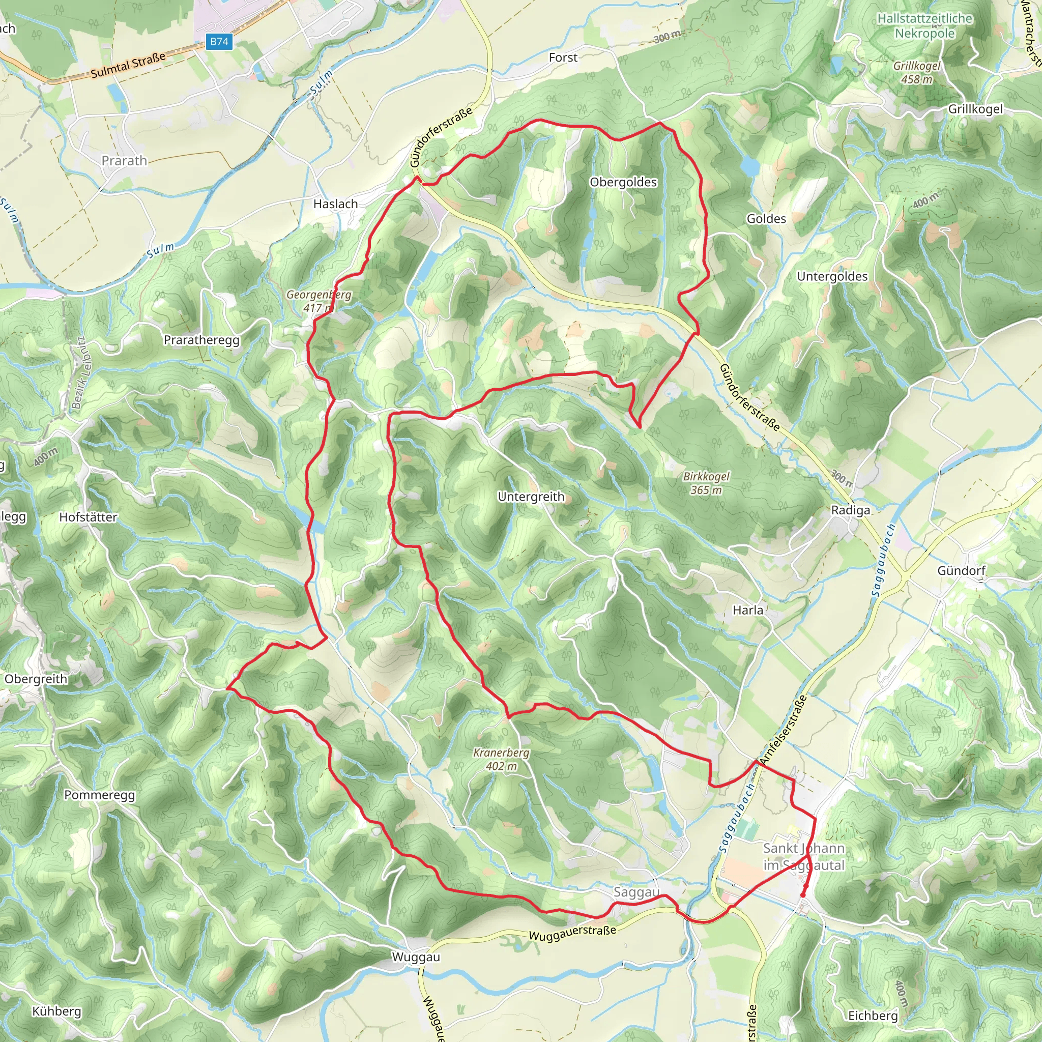 St Johann im Saggautal - Untergreithweg Loop mobile static map
