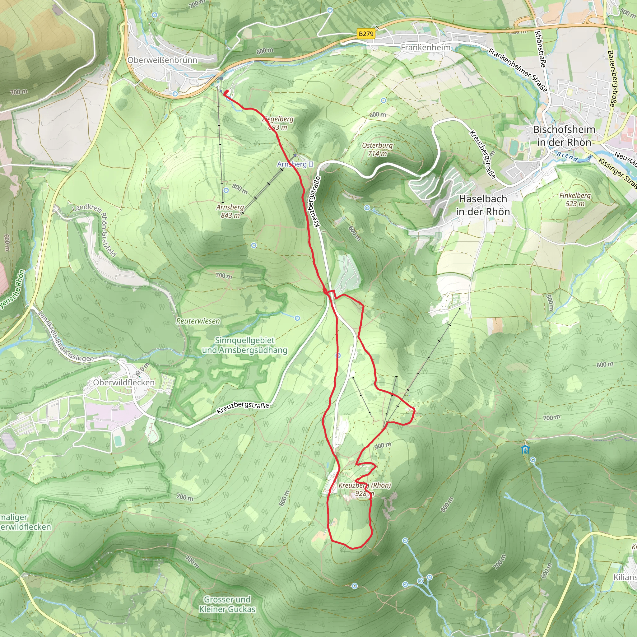 Kreuzberg and An den drei Kreuzen Loop via Ziegelberg mobile static map