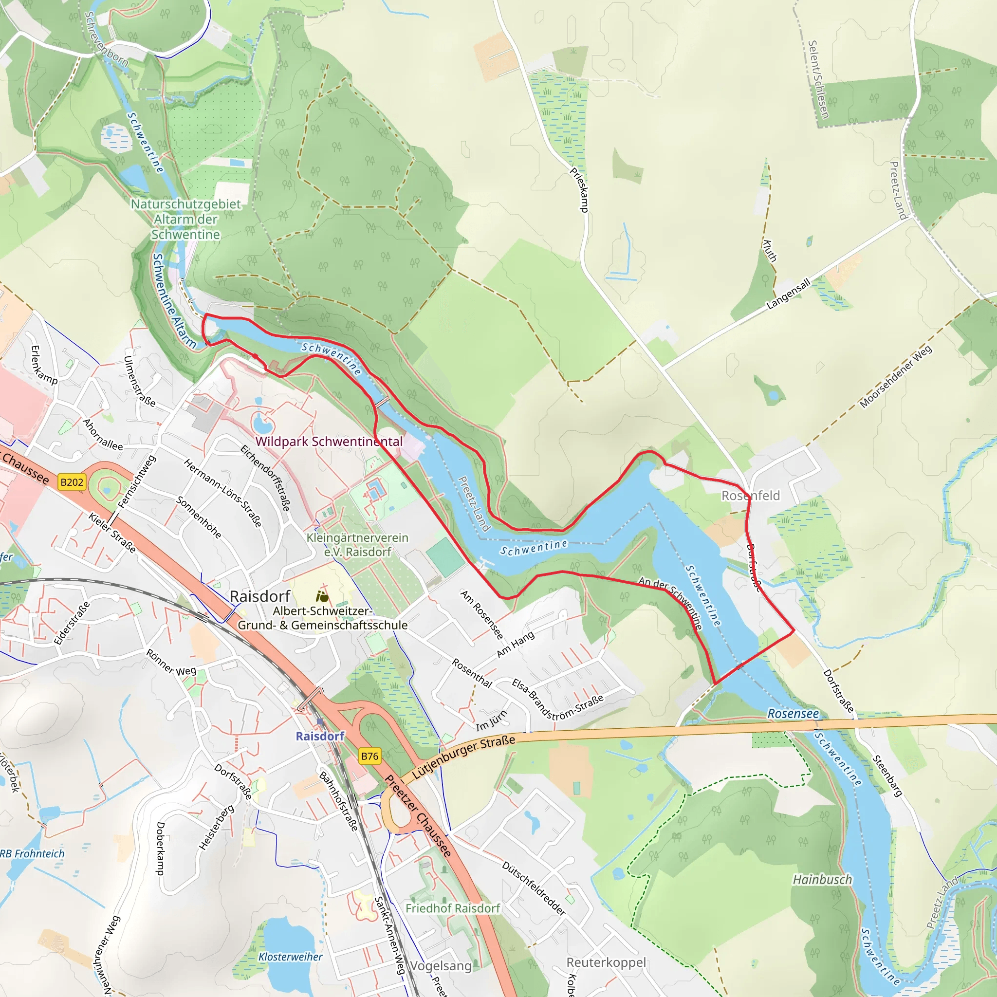 Schwentinepark and Rosensee Loop mobile static map