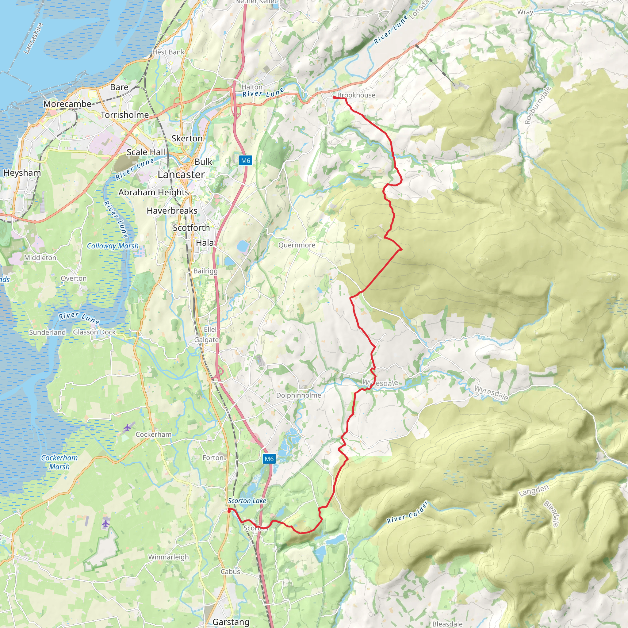 Cabus to Caton Walk via Grit Fell mobile static map