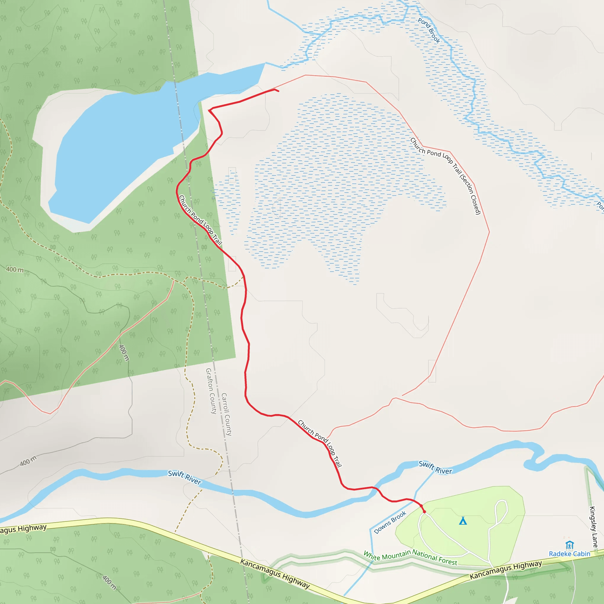 From Swift River to Church Pond Trail mobile static map