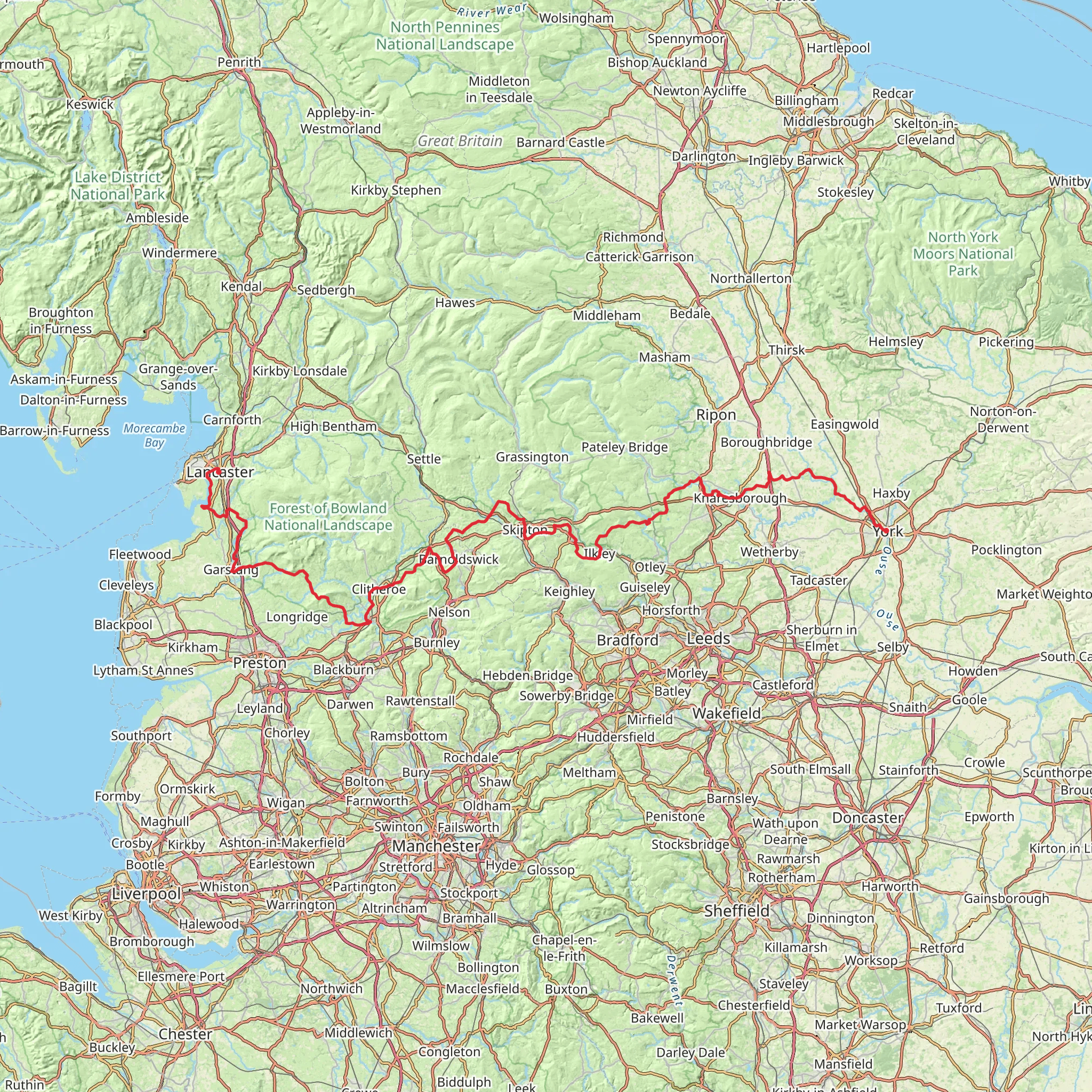 Lancashire to Yorkshire Historical Walk mobile static map