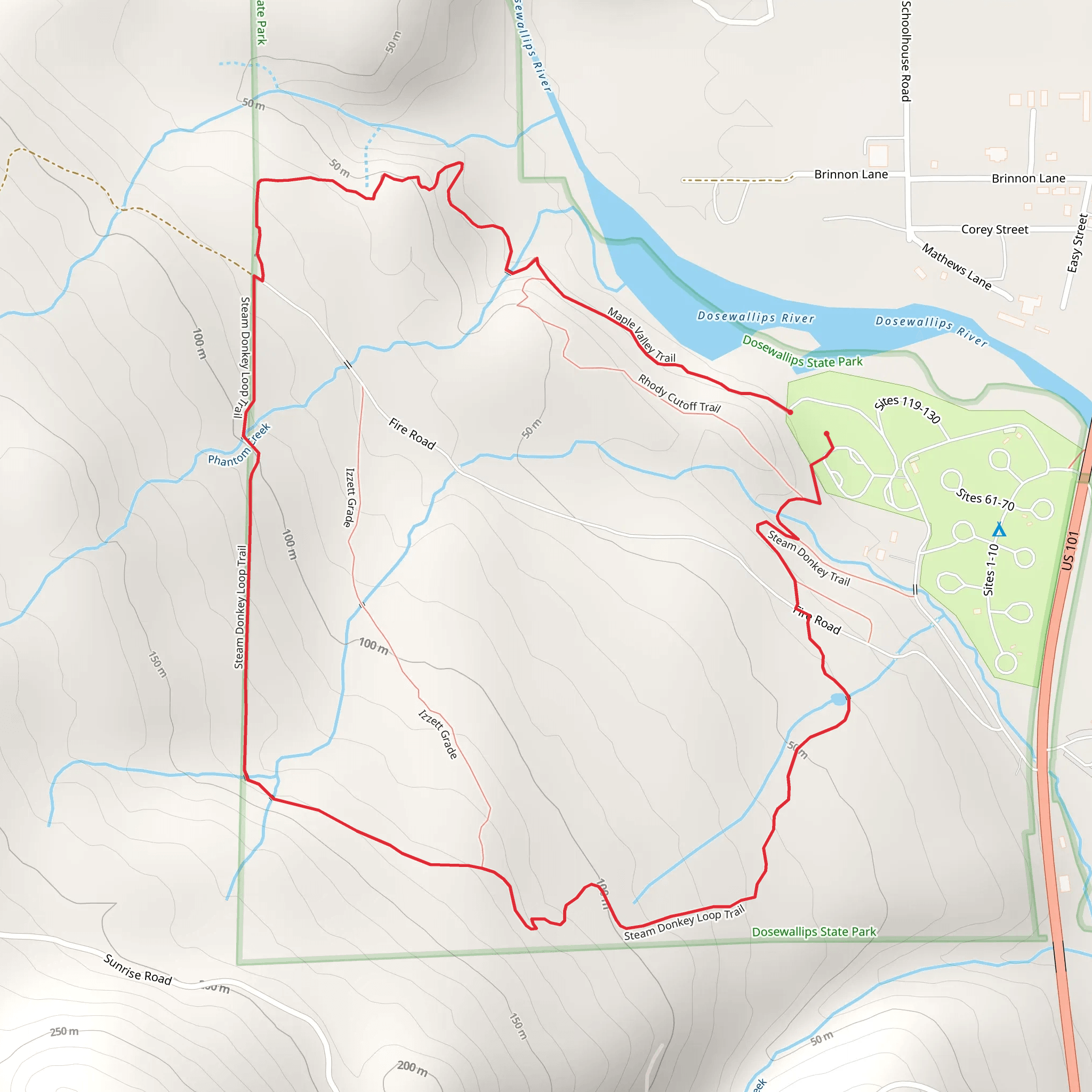 Steam Donkey Loop Trail mobile static map