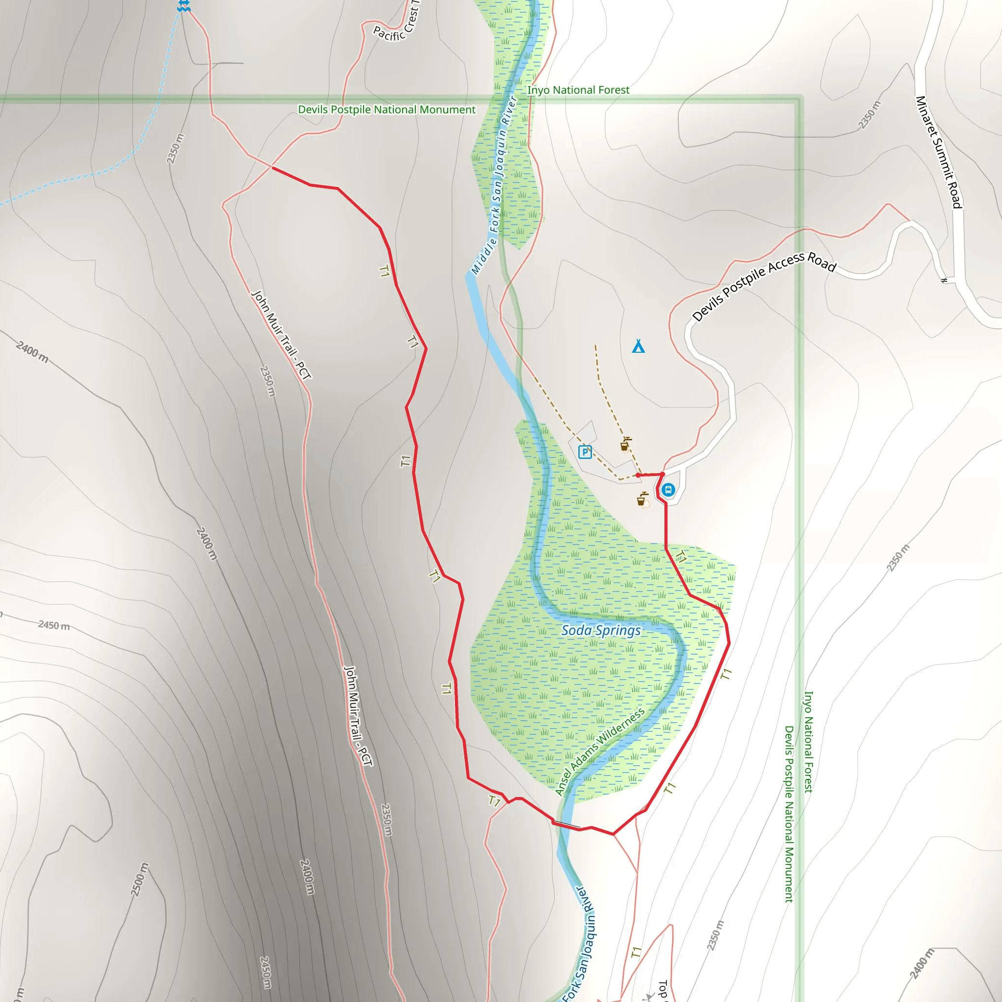 Postpile Ranger Station Trail mobile static map