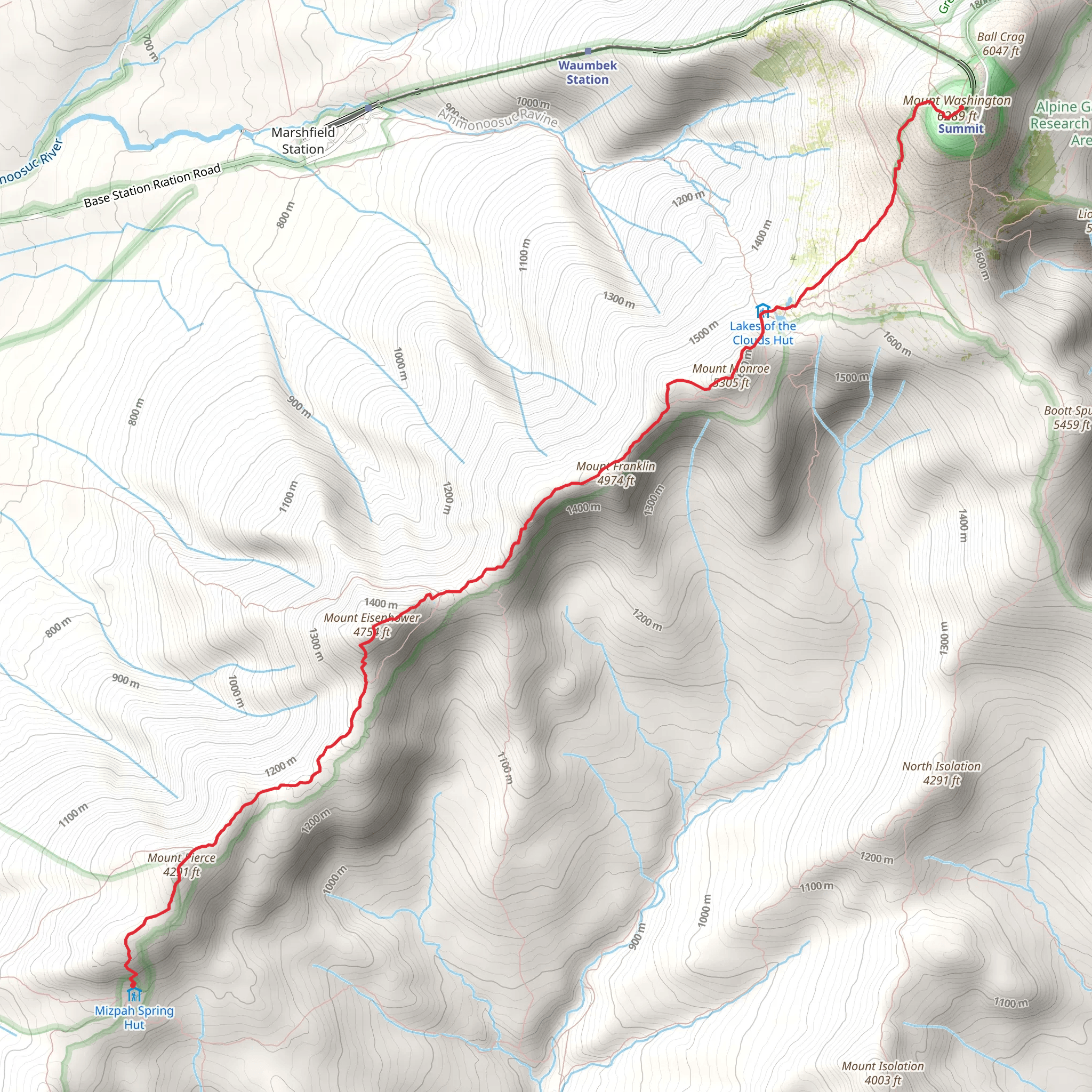 Mount Pierce, Mount Eisenhower and Mount Monroe mobile static map