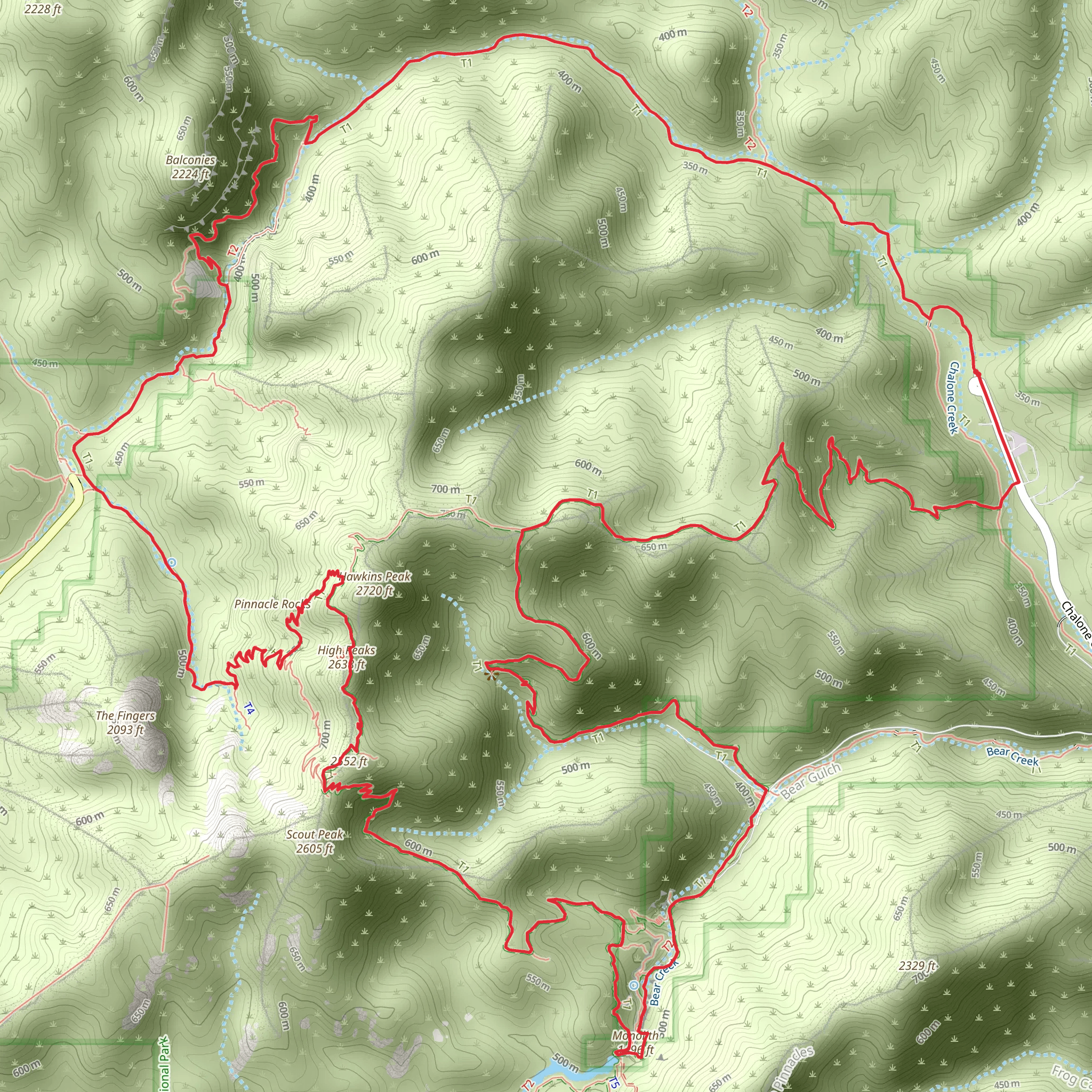 High Peaks Trail and Condor Gulch Loop Trail mobile static map