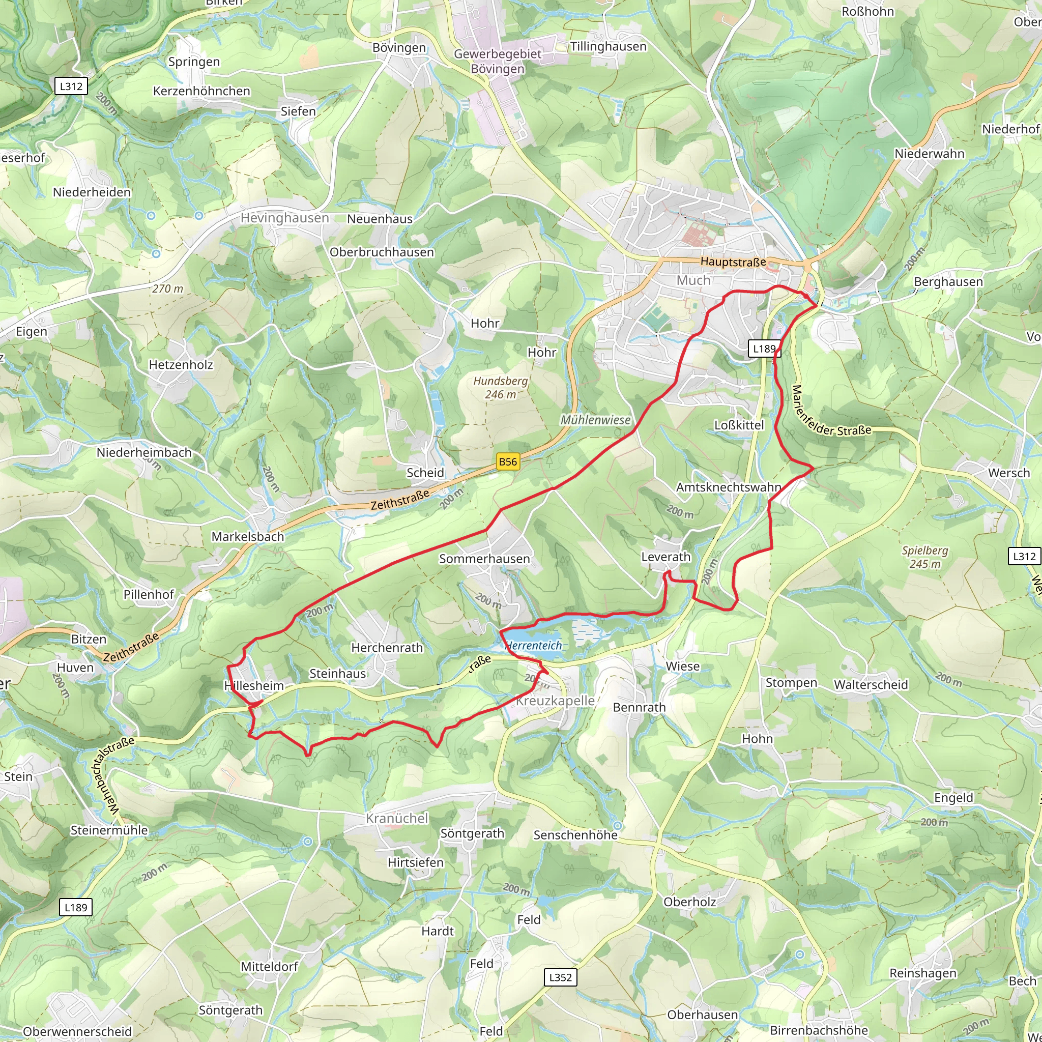 Much to Hillesheim Loop via Kuttensiefen and Herrenteich mobile static map