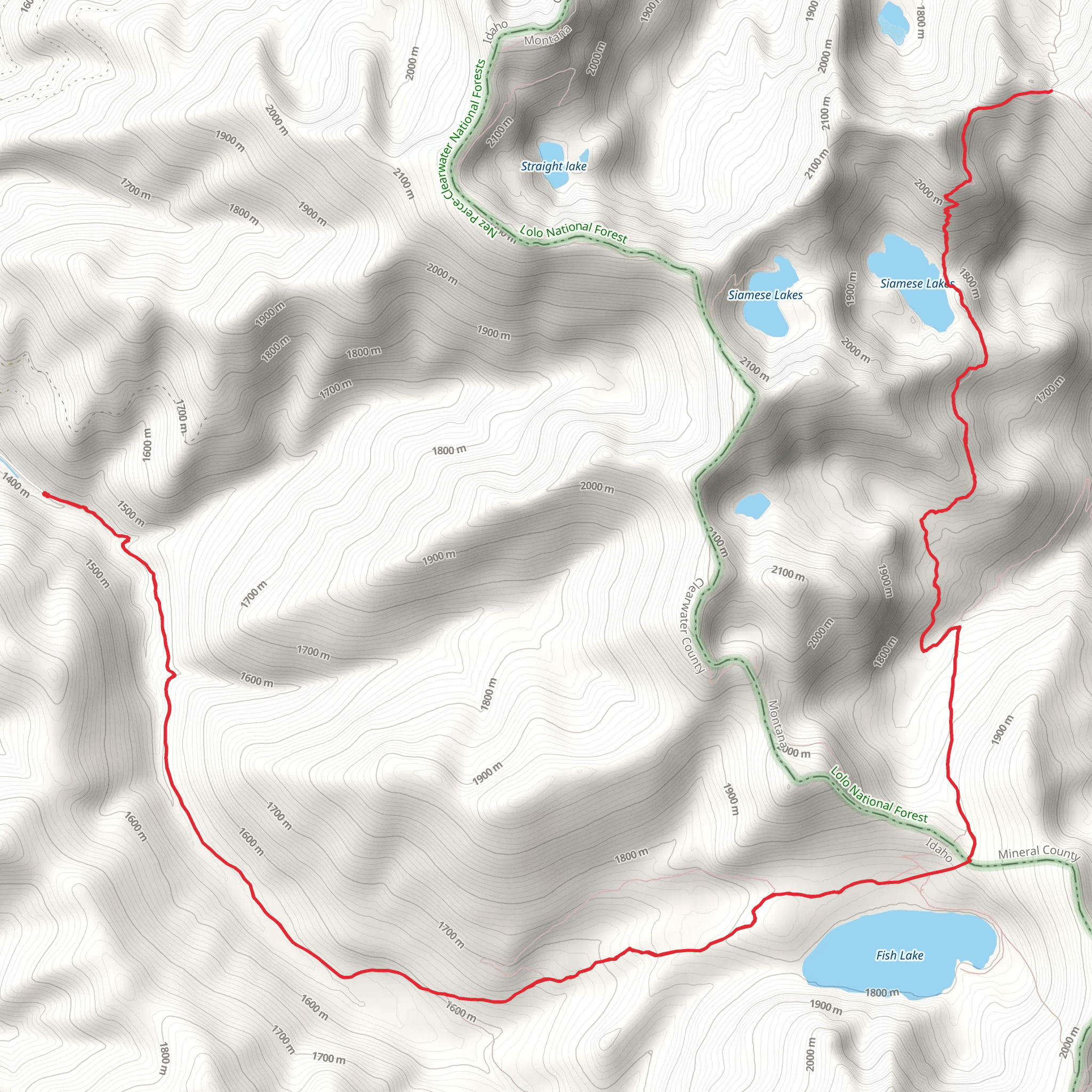 Siamese Lake via Fish Lake Trail mobile static map