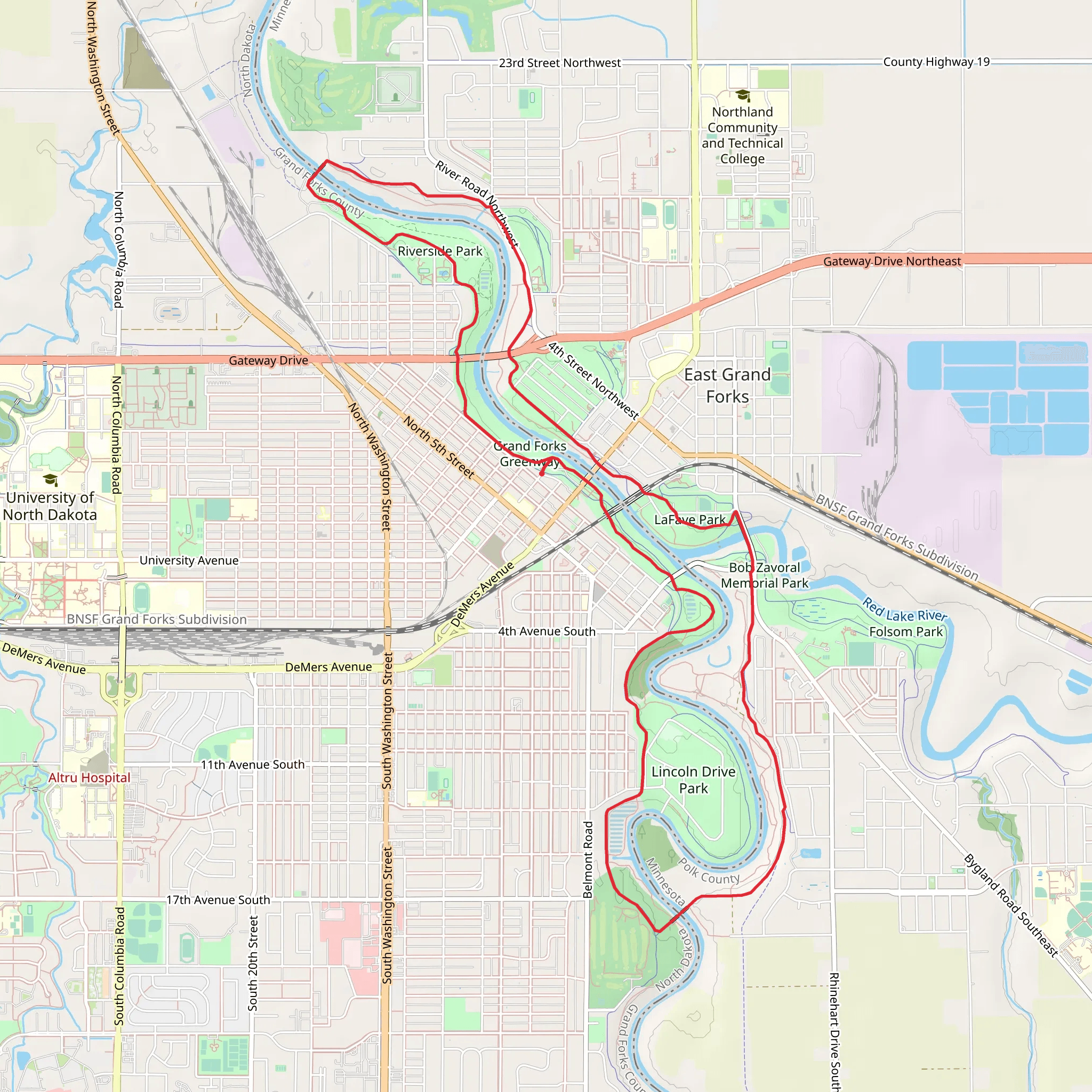 Greenway Path Loop - Grand Folks mobile static map