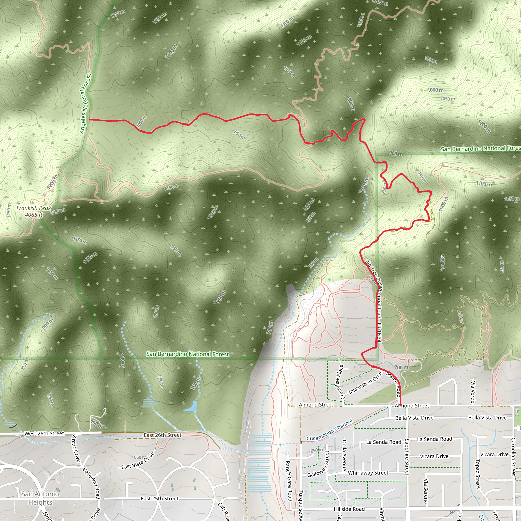 West Fork Cucamonga Road mobile static map