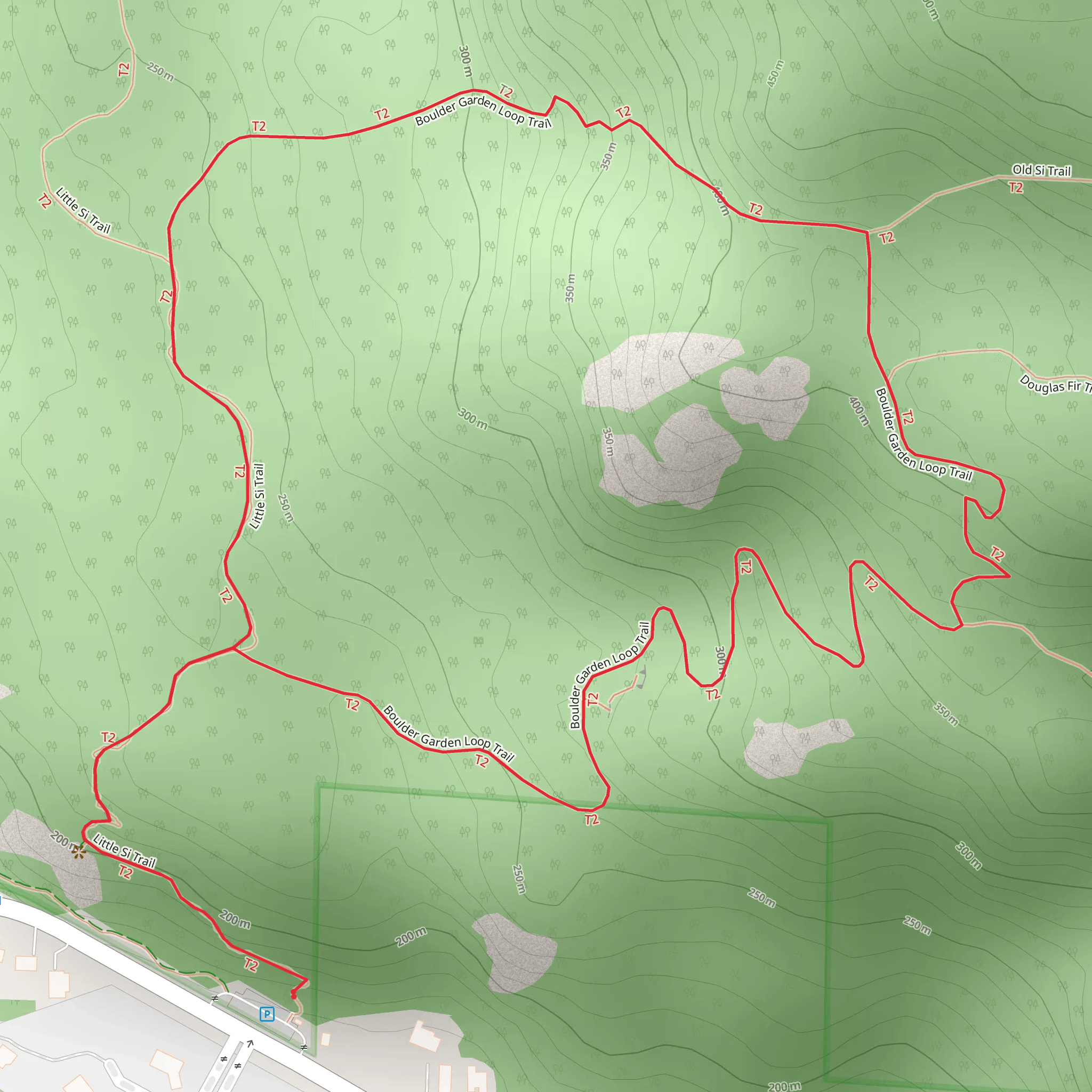 Boulder Garden Loop Trail and Little Si Trail mobile static map