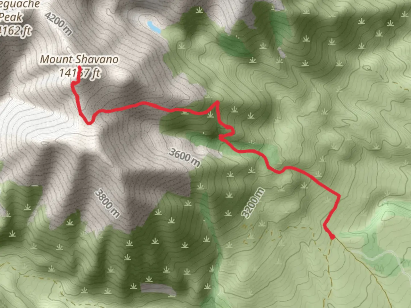 An image depicting the trail Mt Shavano Trail and its surrounding area.