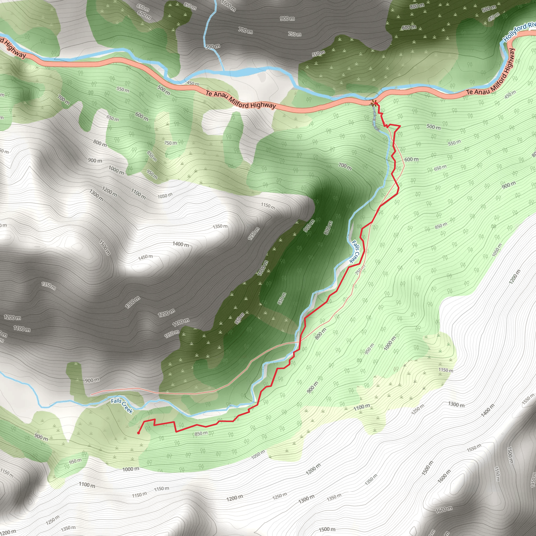 Falls Creek Route mobile static map