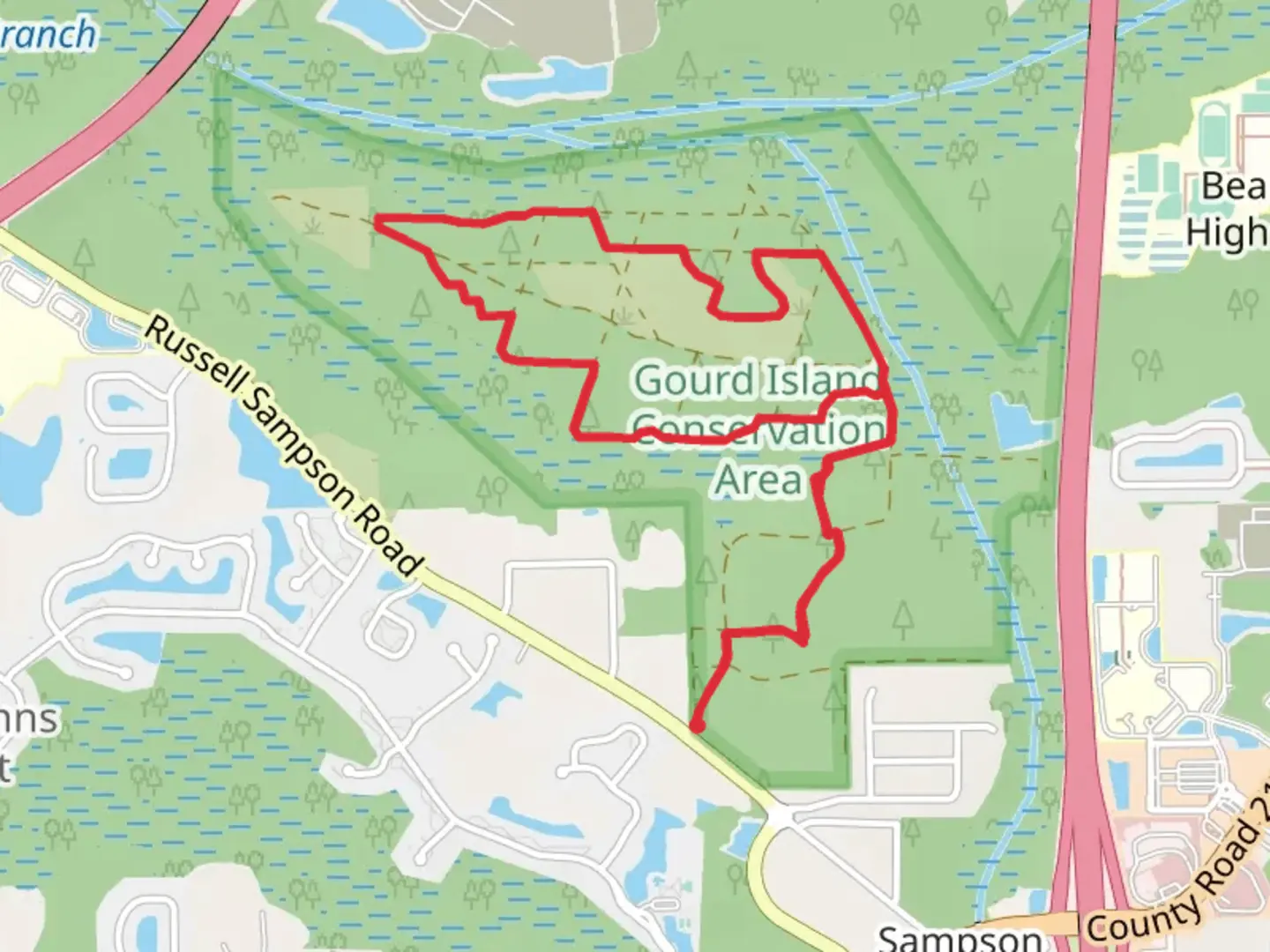 An image depicting the trail White Blaze Trail and Red Blaze Trail Loop and its surrounding area.