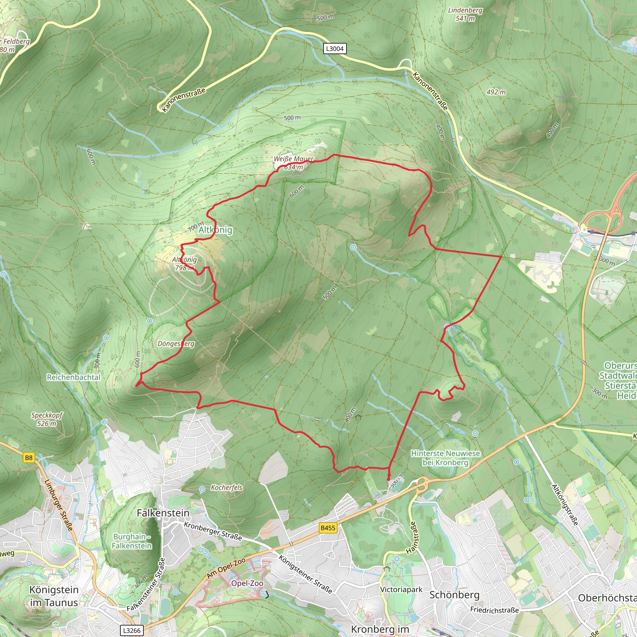 Hünerberg and Weiße Mauer via Taunusklub Route mobile static map