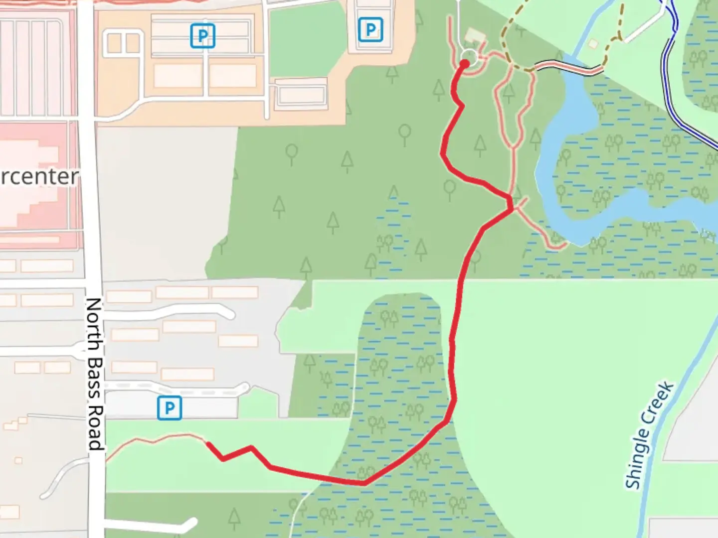 An image depicting the trail Walk along Shingle Creek and its surrounding area.