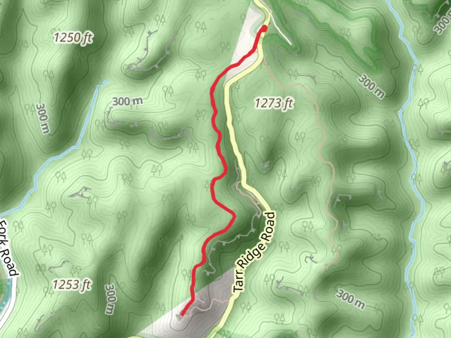An image depicting the trail Tarr Ridge West and its surrounding area.