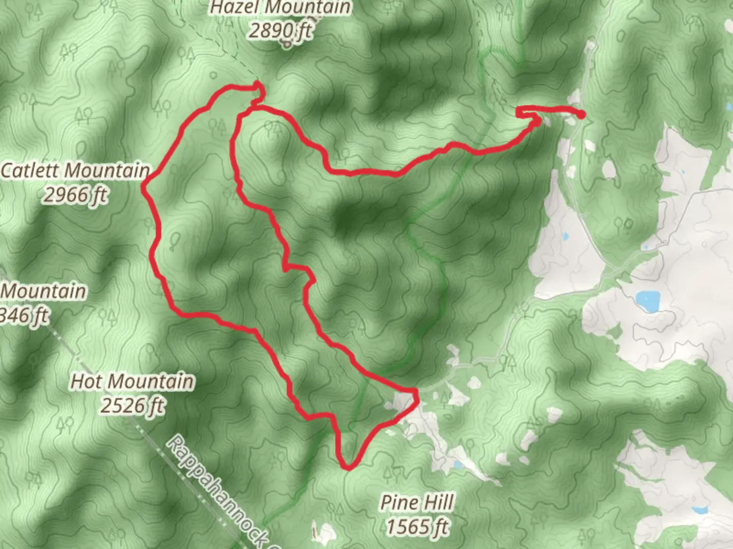 An image depicting the trail Hazel River, Broad Hollow and Pine Hill Gap Loop Trail and its surrounding area.