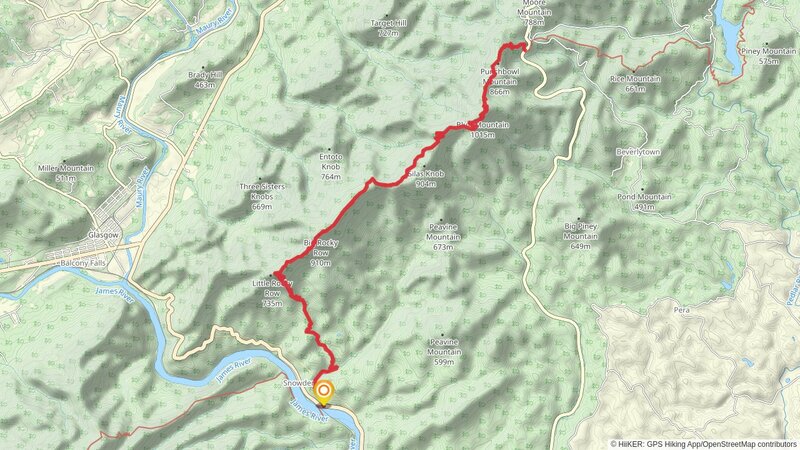Big Rocky Row, Bluff Mountain and Punchbowl Mountain via Appalachian Trail