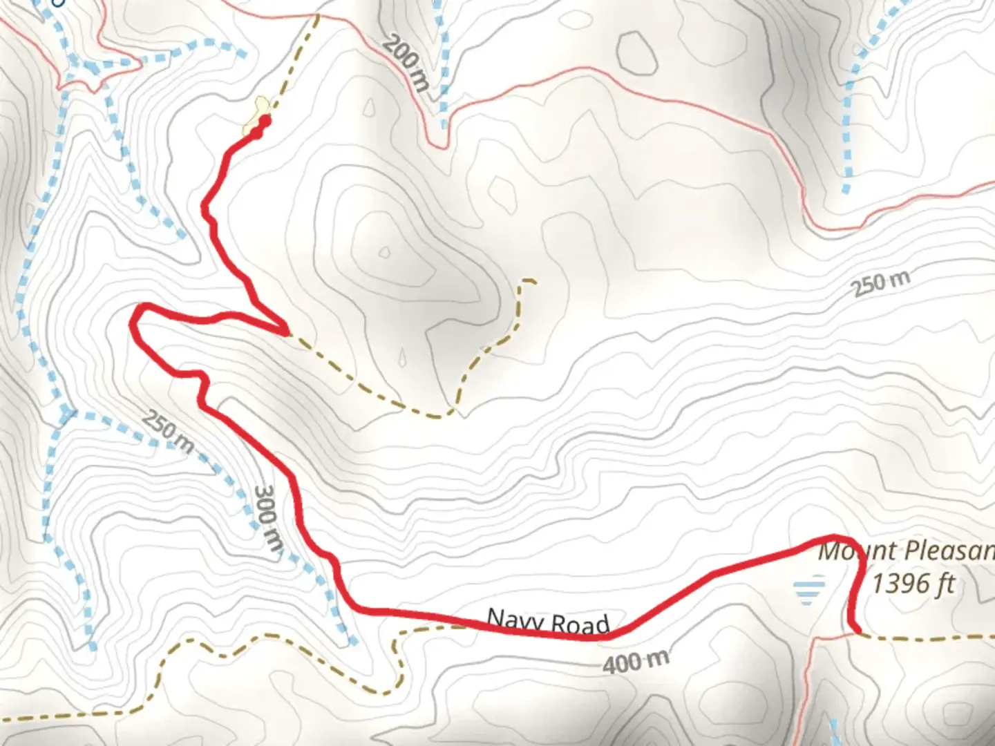 An image depicting the trail Mount Pleasant Trail via Navy Road and its surrounding area.