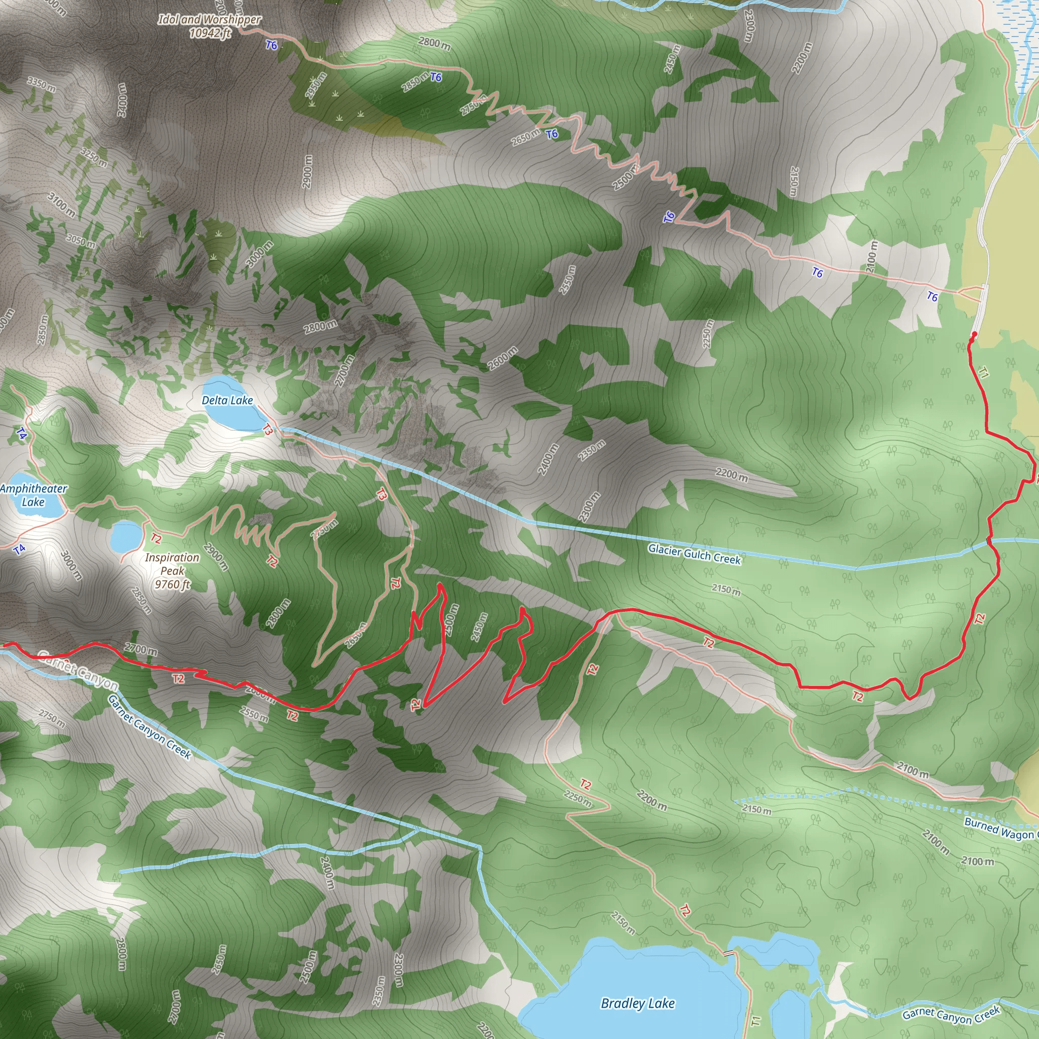 Garnet Canyon Trail mobile static map