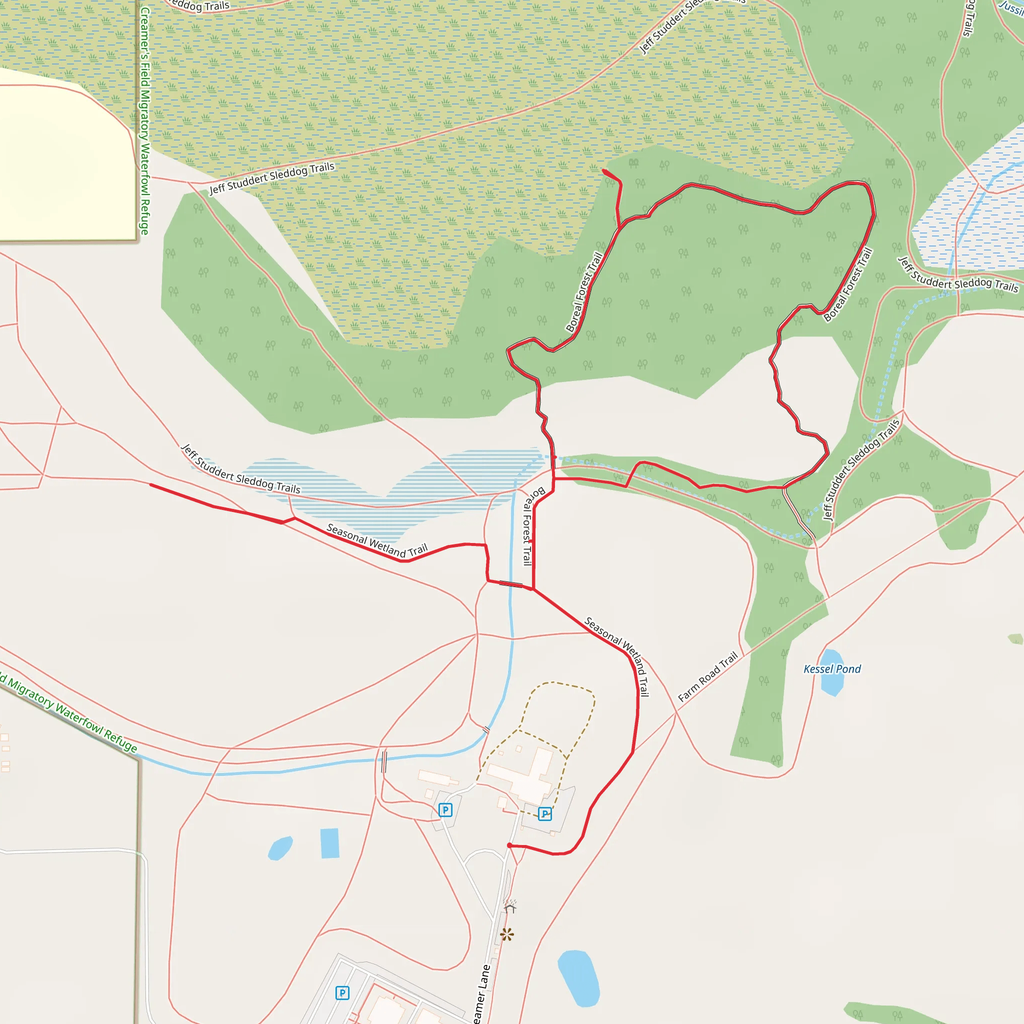 Seasonal Wetland and Boreal Forest Loop Trail mobile static map