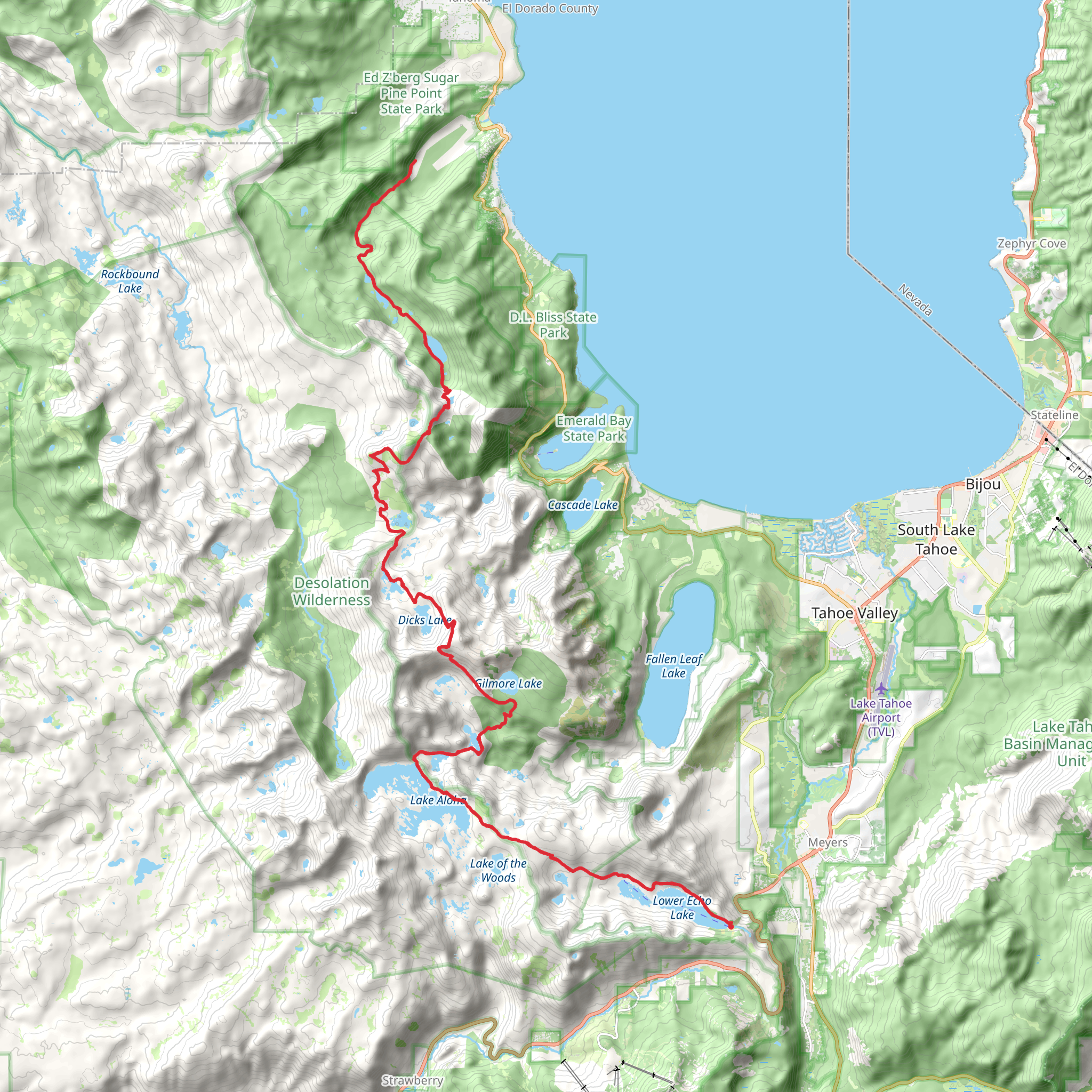 Tahoe Yosemite Trail via Tahoe Rim Trail mobile static map