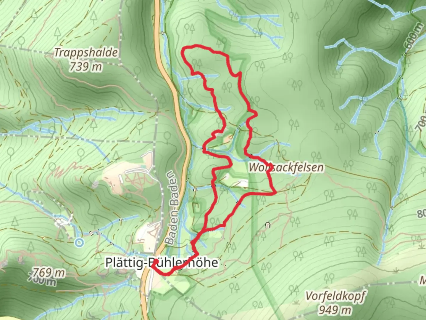 An image depicting the trail Luchspfad Loop and its surrounding area.