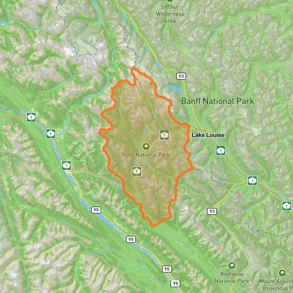 Yoho National Park of Canada mobile static map
