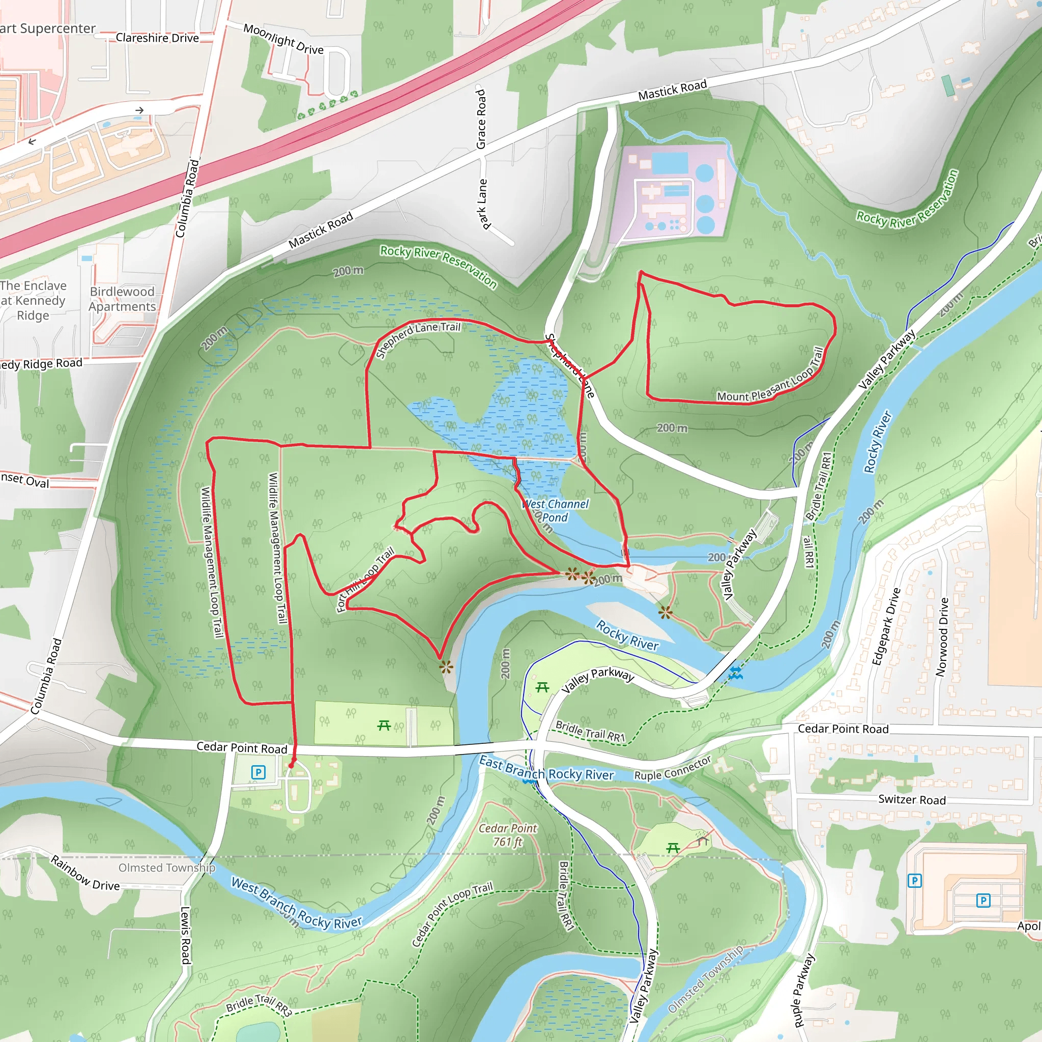 Fort Hill Trail, Mount Pleasant Trail and Wildlife Management Loop Trail mobile static map