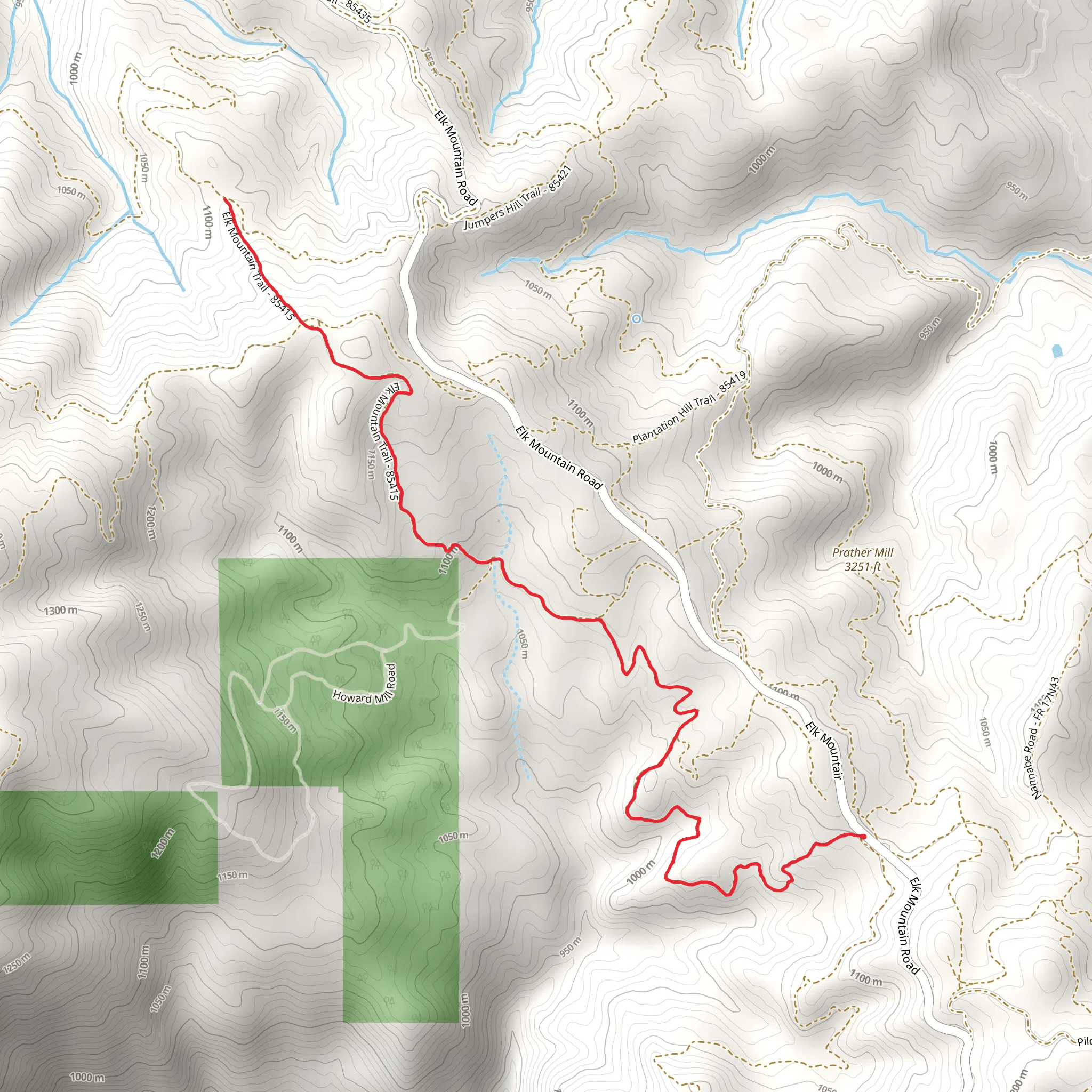 Elk Mountain Trail mobile static map